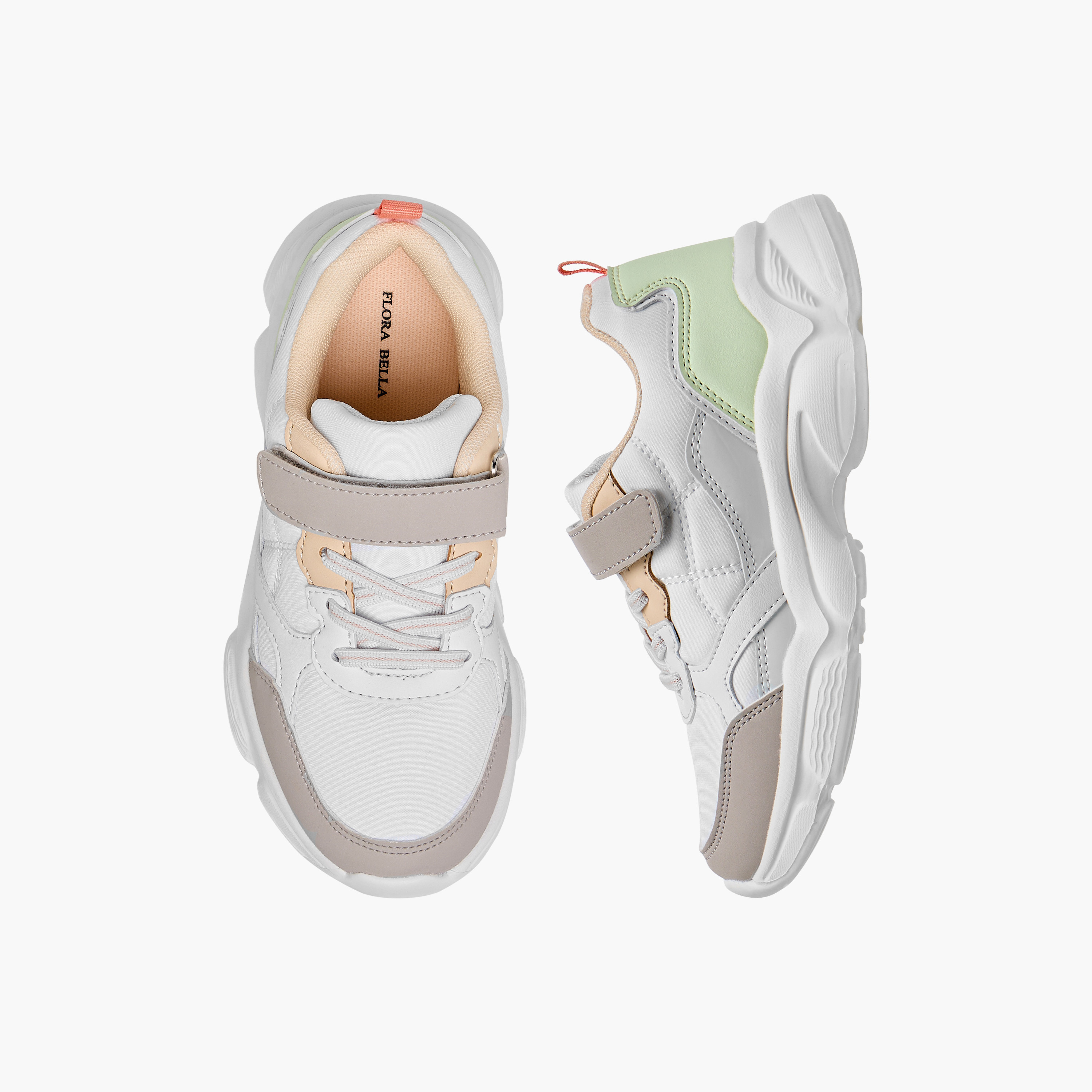 Flora Bella Colourblock Sneakers with Hook and Loop Closure-girls-shoes-sneakers-image-1