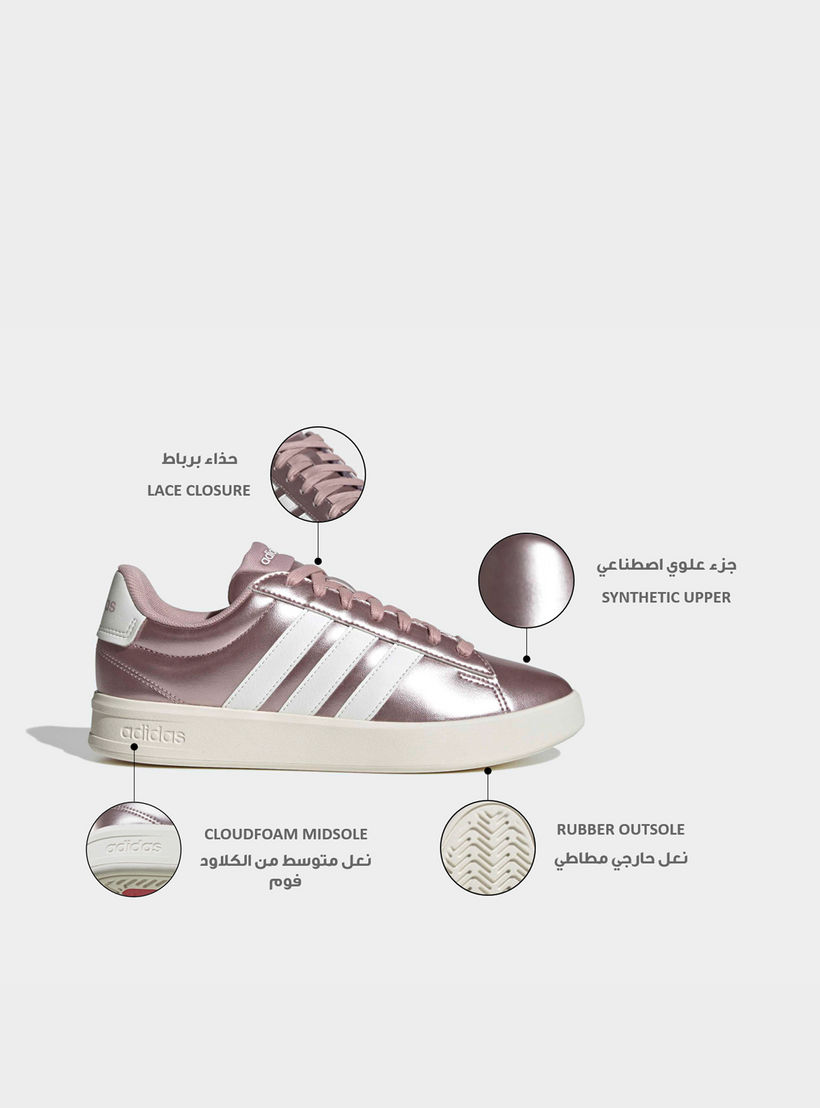 حذاء سنيكرز طول الكاحل برباط إغلاق جراند كورت 3.0 للنساء من أديداس-sports-women-shoes-image-2