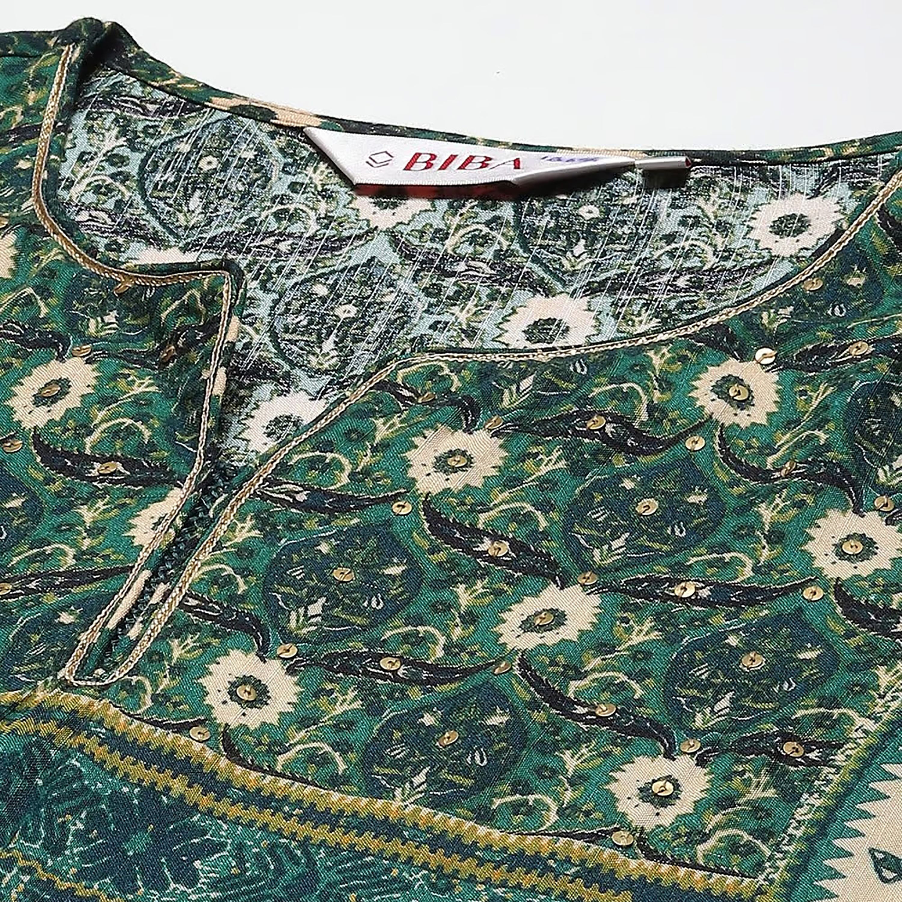 كورتا مستقيمة برقبة دائرية مطبوعة مع مزين بسكوينس و غوتا وورك من بيبا-women-clothing-ethnicwear-dresses-image-3