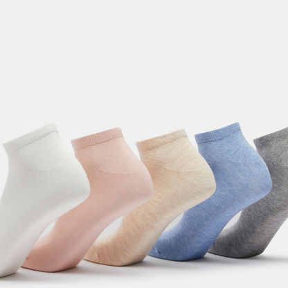 Solid Ankle Length Socks - Set of 5-Women%27s Socks-image-1