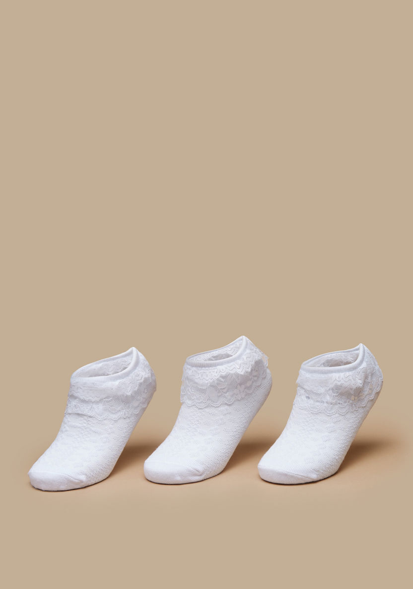 Juniors Lace Detail Socks - Set of 3-Girl%27s Socks & Tights-image-0