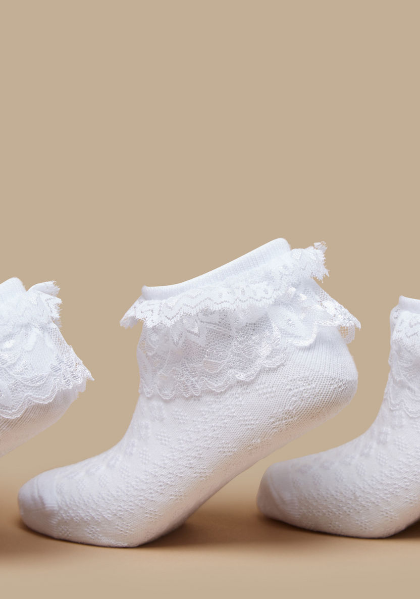 Juniors Lace Detail Socks - Set of 3-Girl%27s Socks & Tights-image-2