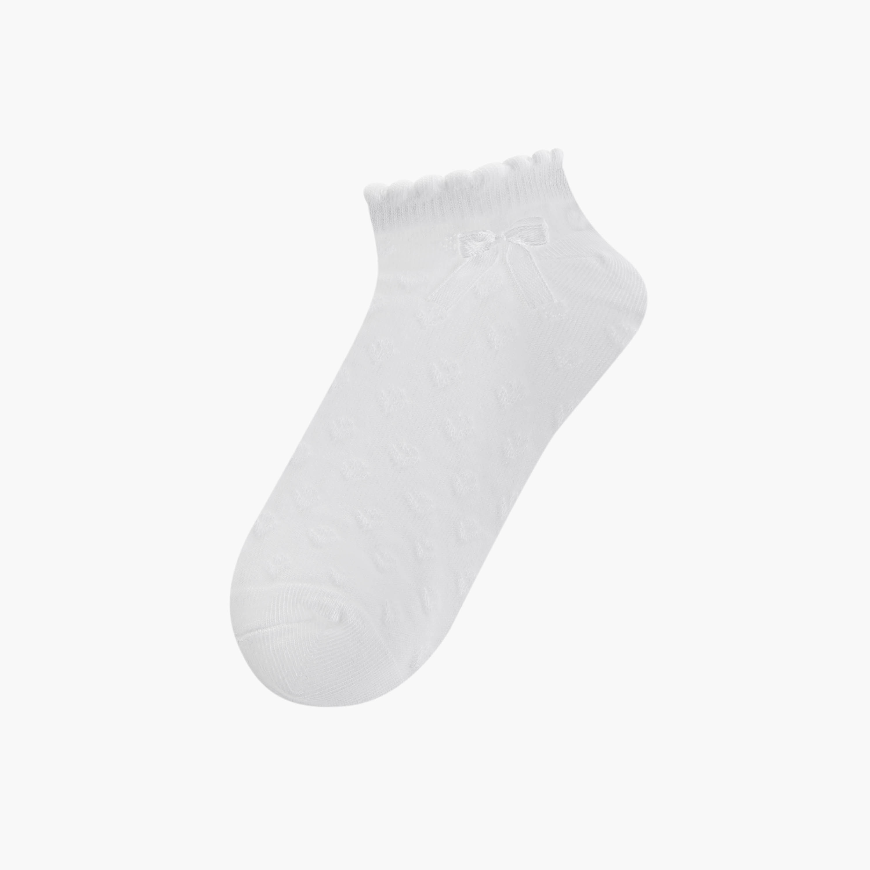 جوارب سادة طول الكاحل بفيونكة - طقم من 5 أزواج-girls-accessories-socks-image-2