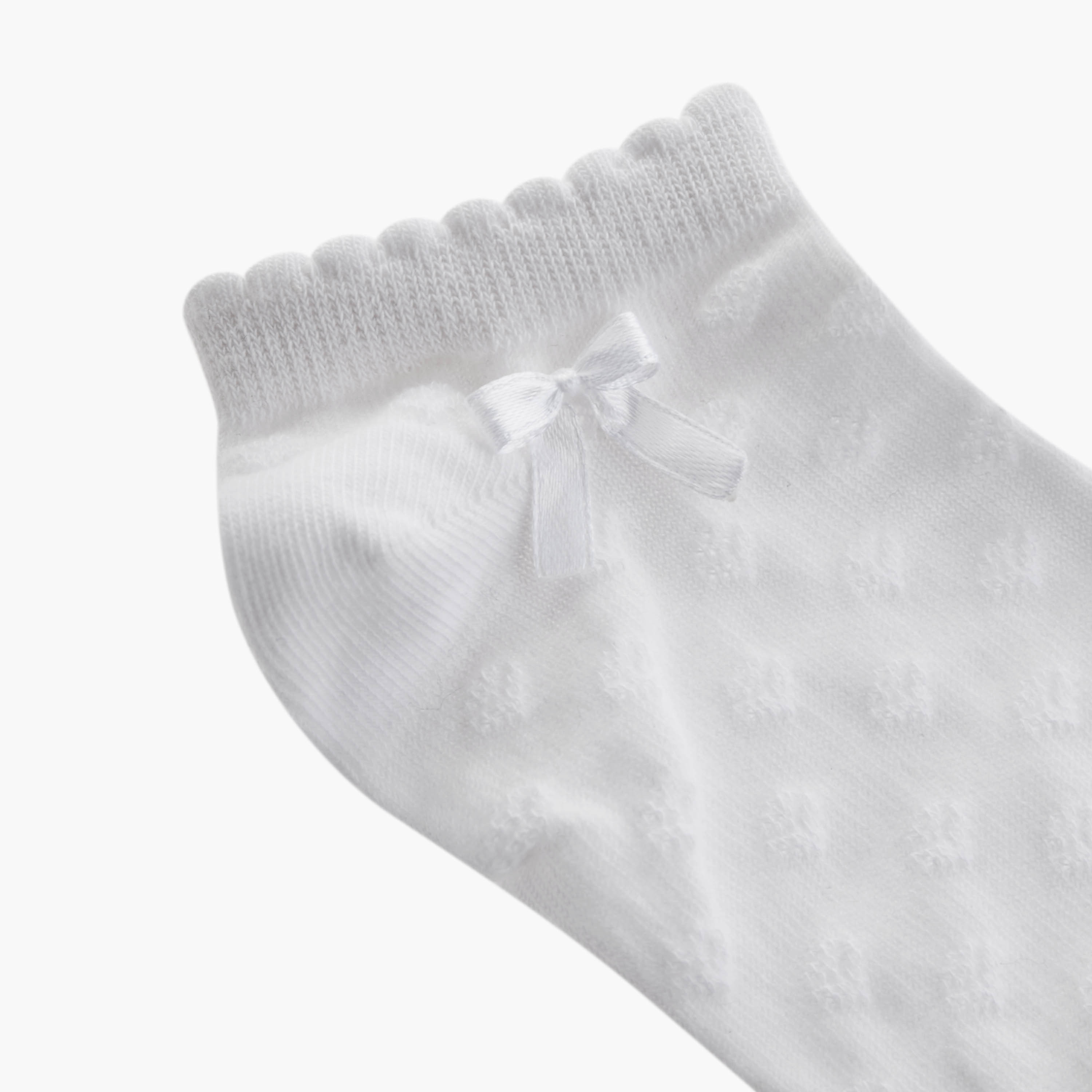 جوارب سادة طول الكاحل بفيونكة - طقم من 5 أزواج-girls-accessories-socks-image-3