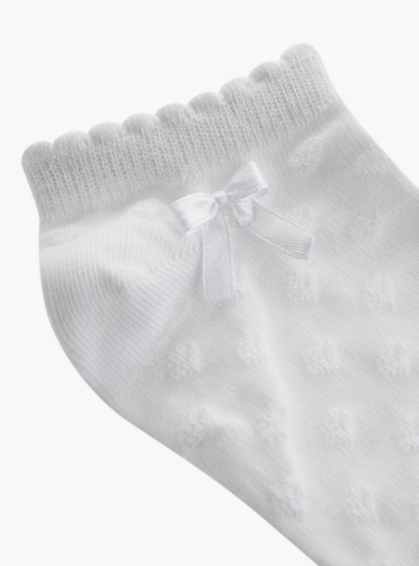 جوارب سادة طول الكاحل بفيونكة - طقم من 5 أزواج-girls-accessories-socks-image-3