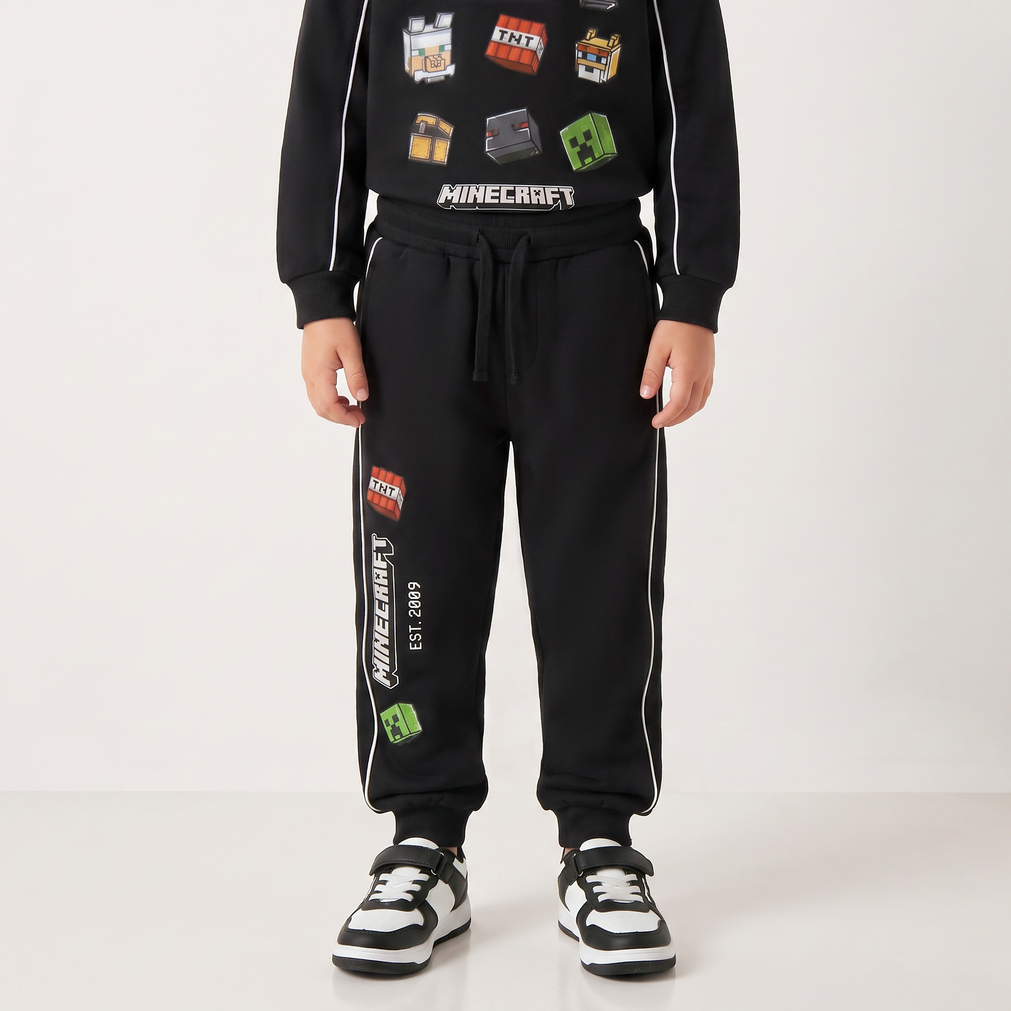 Minecraft Crew Neck Long Sleeves Sweatshirt and Joggers Set with Logo Print-boys-clothing-setsandcoords-image-3