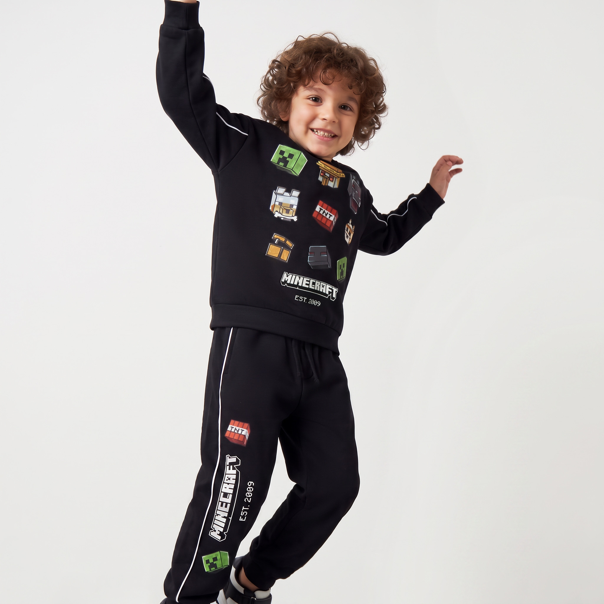 Minecraft Crew Neck Long Sleeves Sweatshirt and Joggers Set with Logo Print-boys-clothing-setsandcoords-image-7