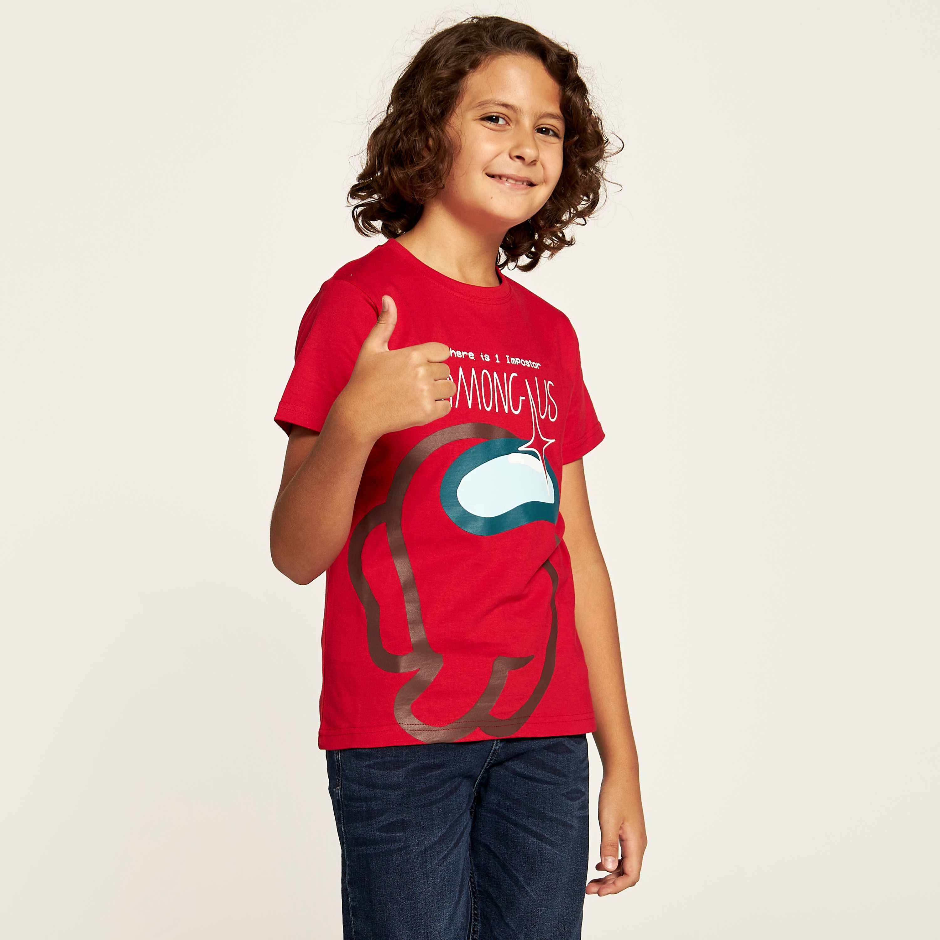 Among Us Printed Crew Neck T-shirt with Short Sleeves-boys-clothing-tshirtsandpolos-image-2
