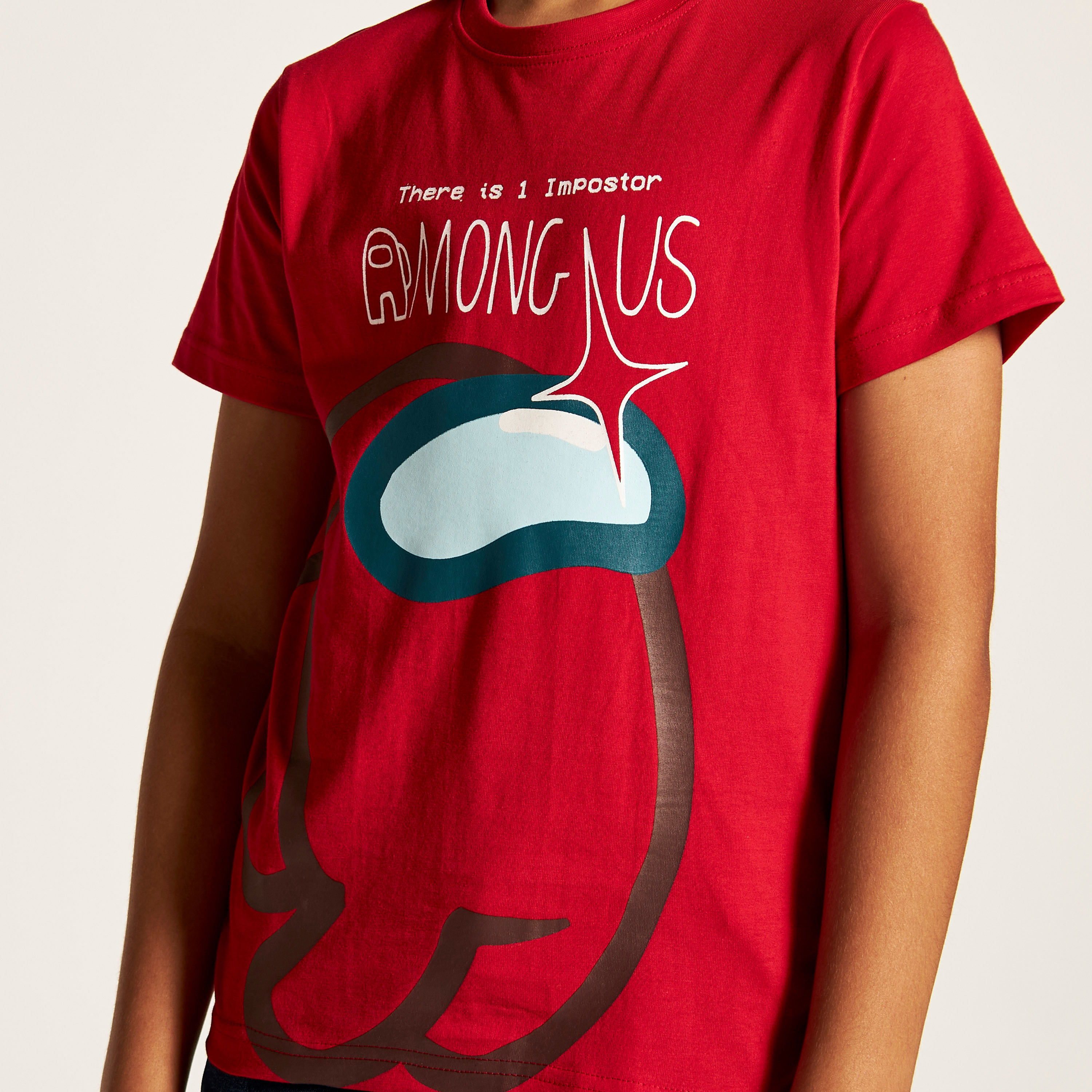 Among Us Printed Crew Neck T-shirt with Short Sleeves-boys-clothing-tshirtsandpolos-image-3