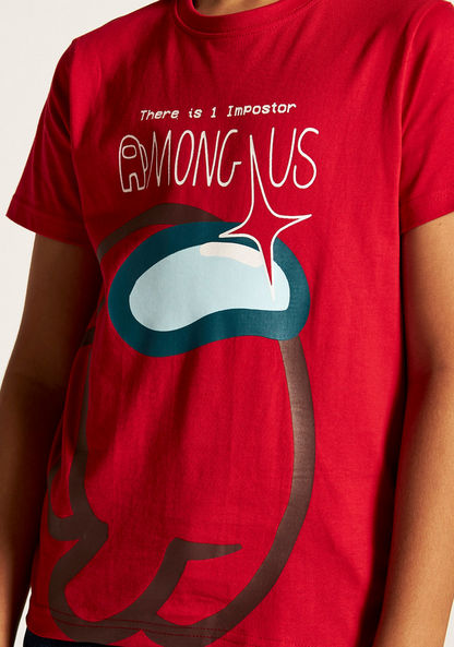 Among Us Printed Crew Neck T-shirt with Short Sleeves-T Shirts-image-2