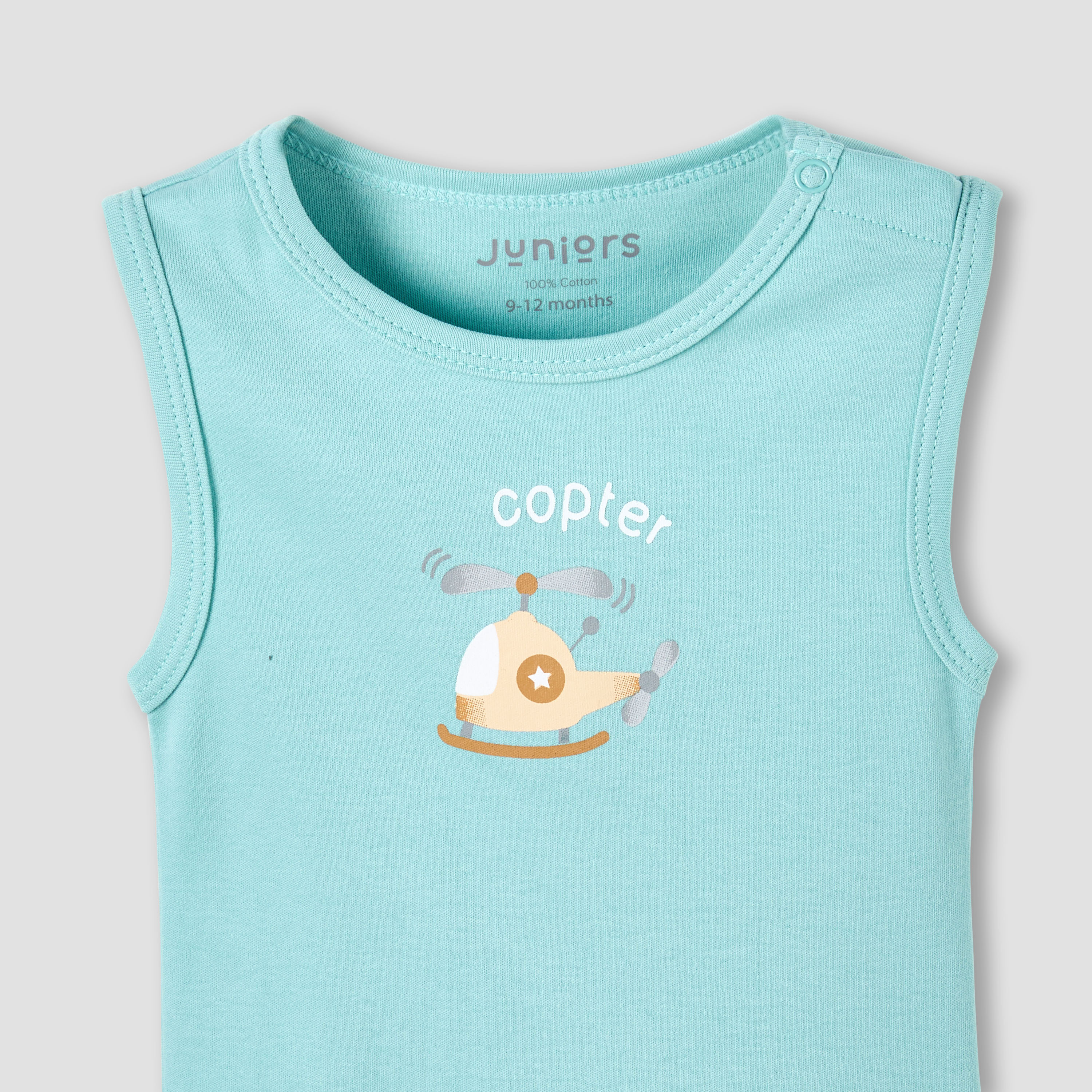 Pack of 2 Juniors Round Neck Sleeveless Bodysuit with Snap Button Closure-baby-boys-clothing-bodysuits-image-5