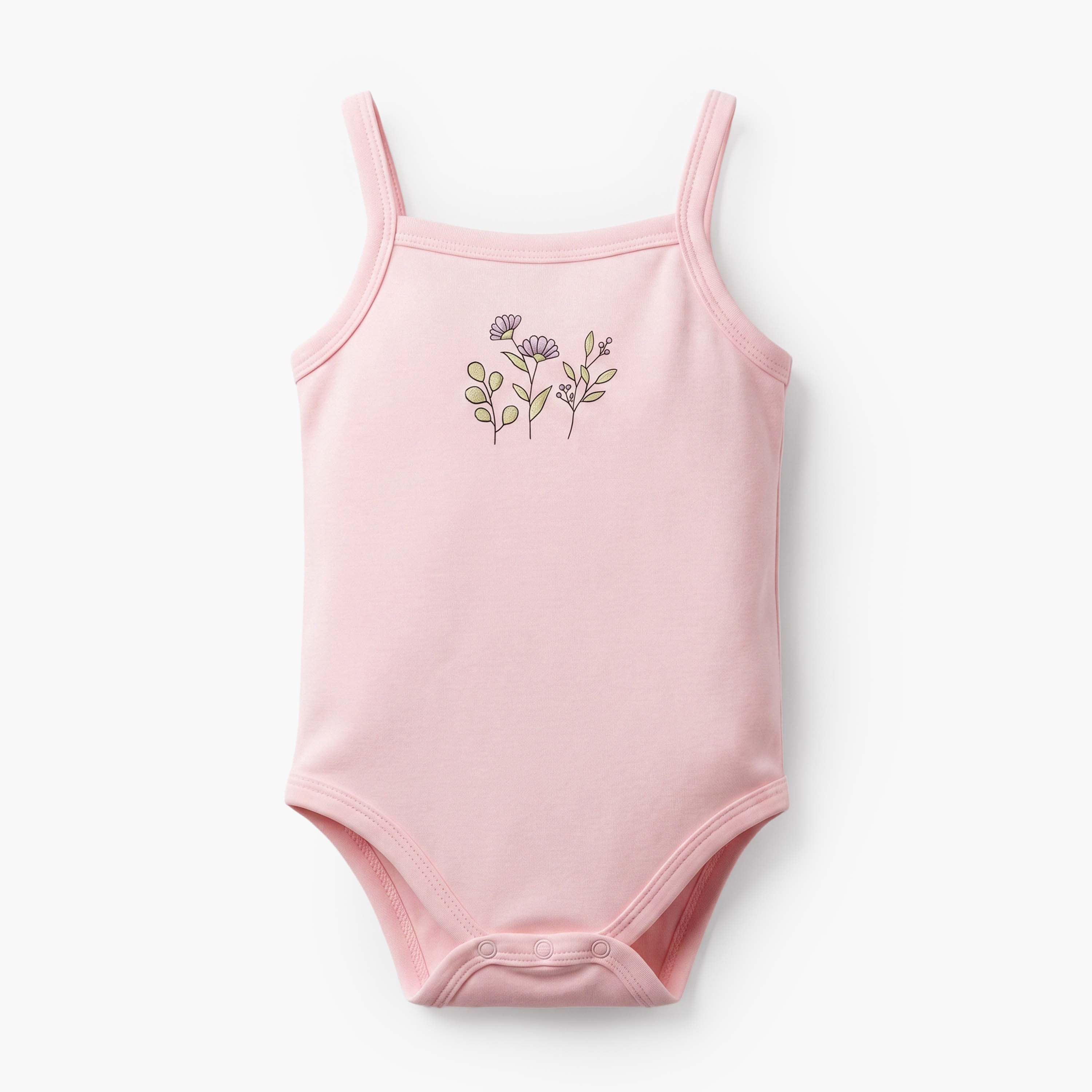 Pack of 3 Juniors Cotton Square Neck Sleeveless Bodysuit with Botanical Print-baby-girls-clothing-bodysuits-image-3
