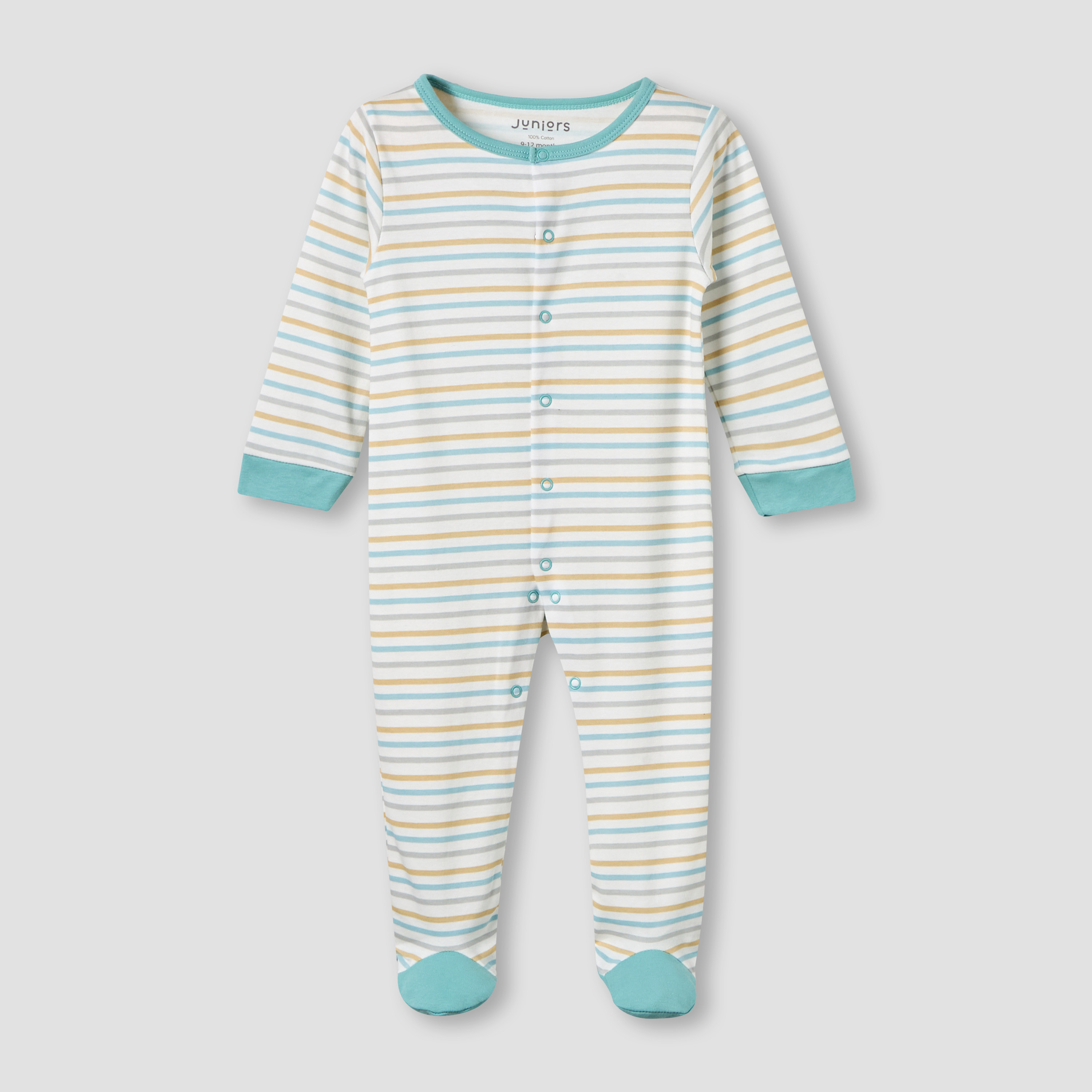 Juniors Cotton Round Neck Long Sleeves Sleepsuit with Snap Button Closure - Pack of 2-baby-boys-clothing-nightwear-sleepsuits-image-4