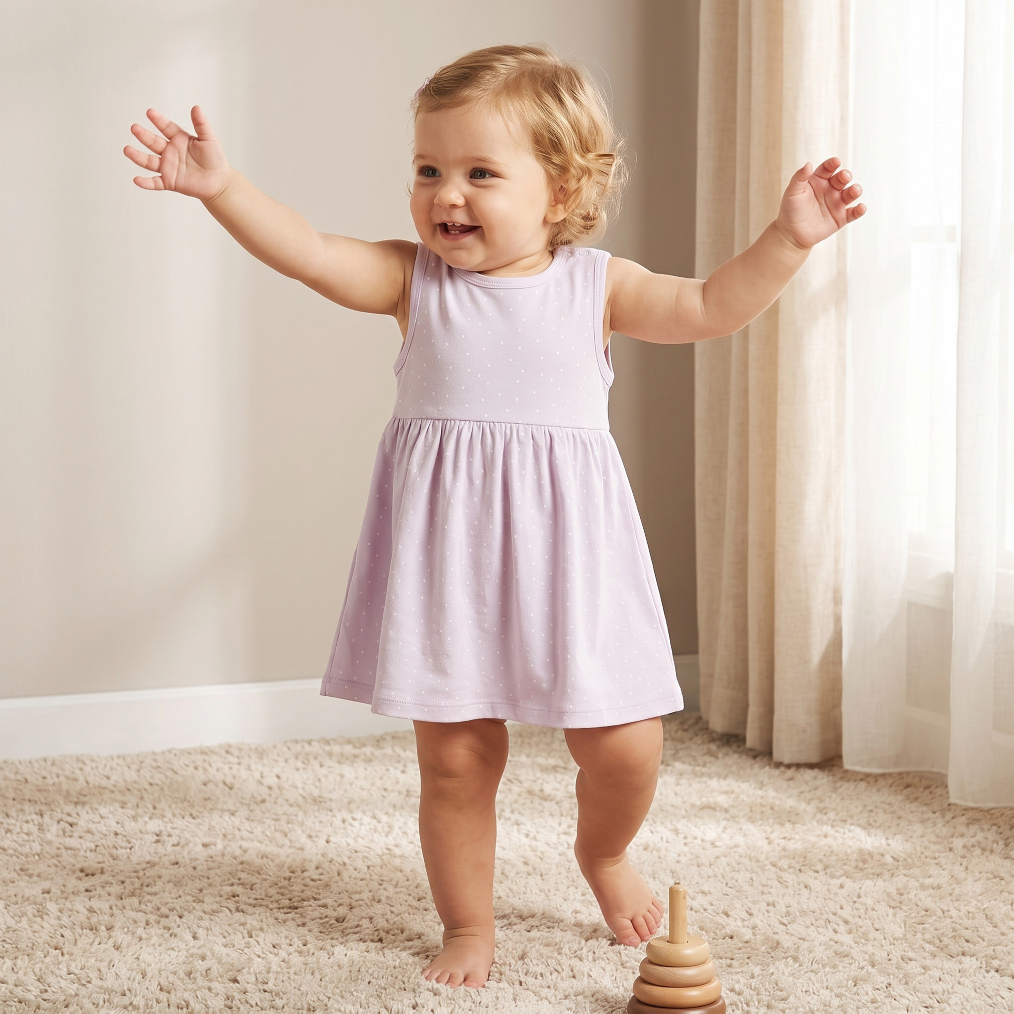 فساتين إيه لاين طول الركبة بياقة مستديرة وطبعات من جونيورز - عبوة من قطعتين-baby-girls-clothing-dressesandjumpsuits-image-2