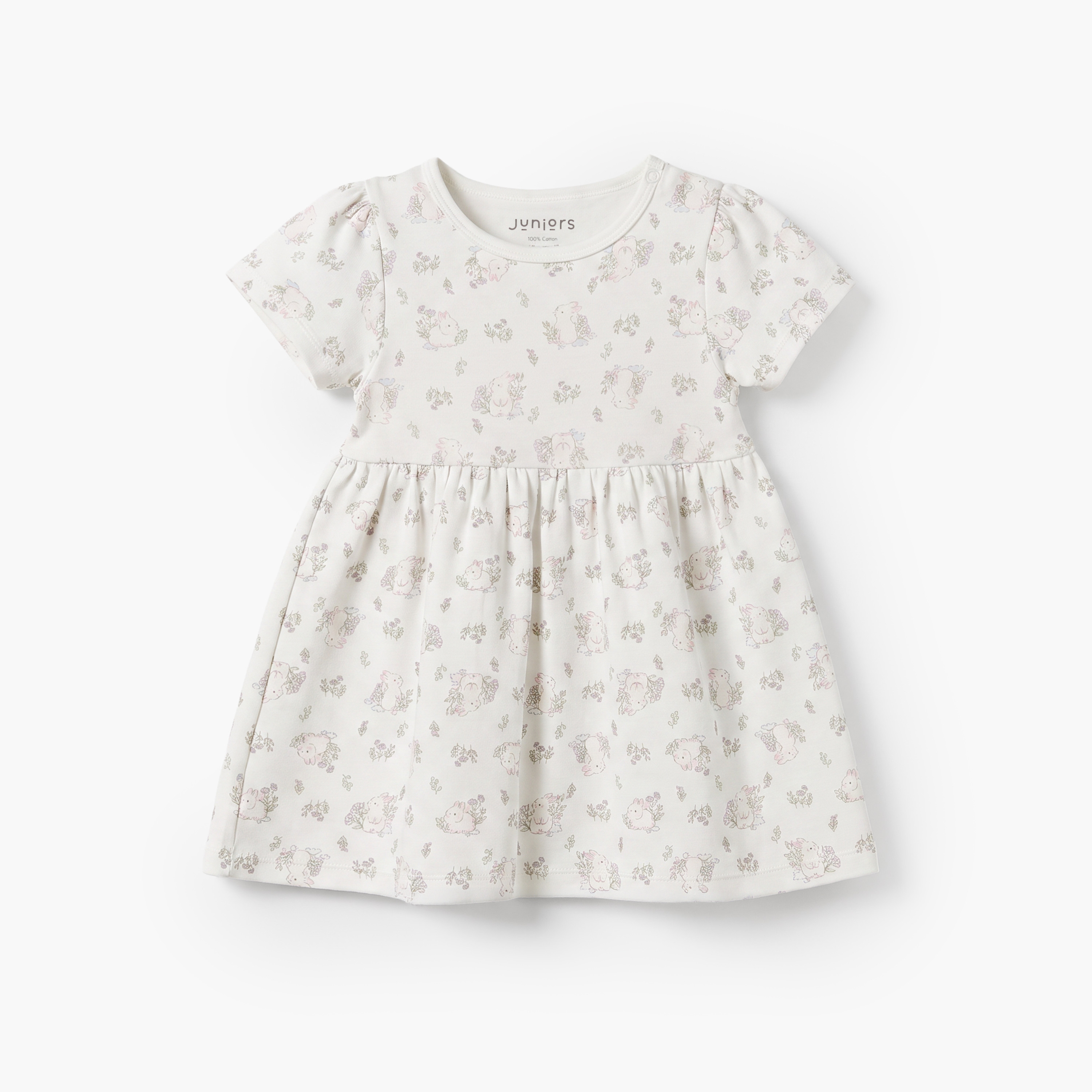 فساتين إيه لاين طول الركبة بياقة مستديرة وطبعات من جونيورز - عبوة من قطعتين-baby-girls-clothing-dressesandjumpsuits-image-4