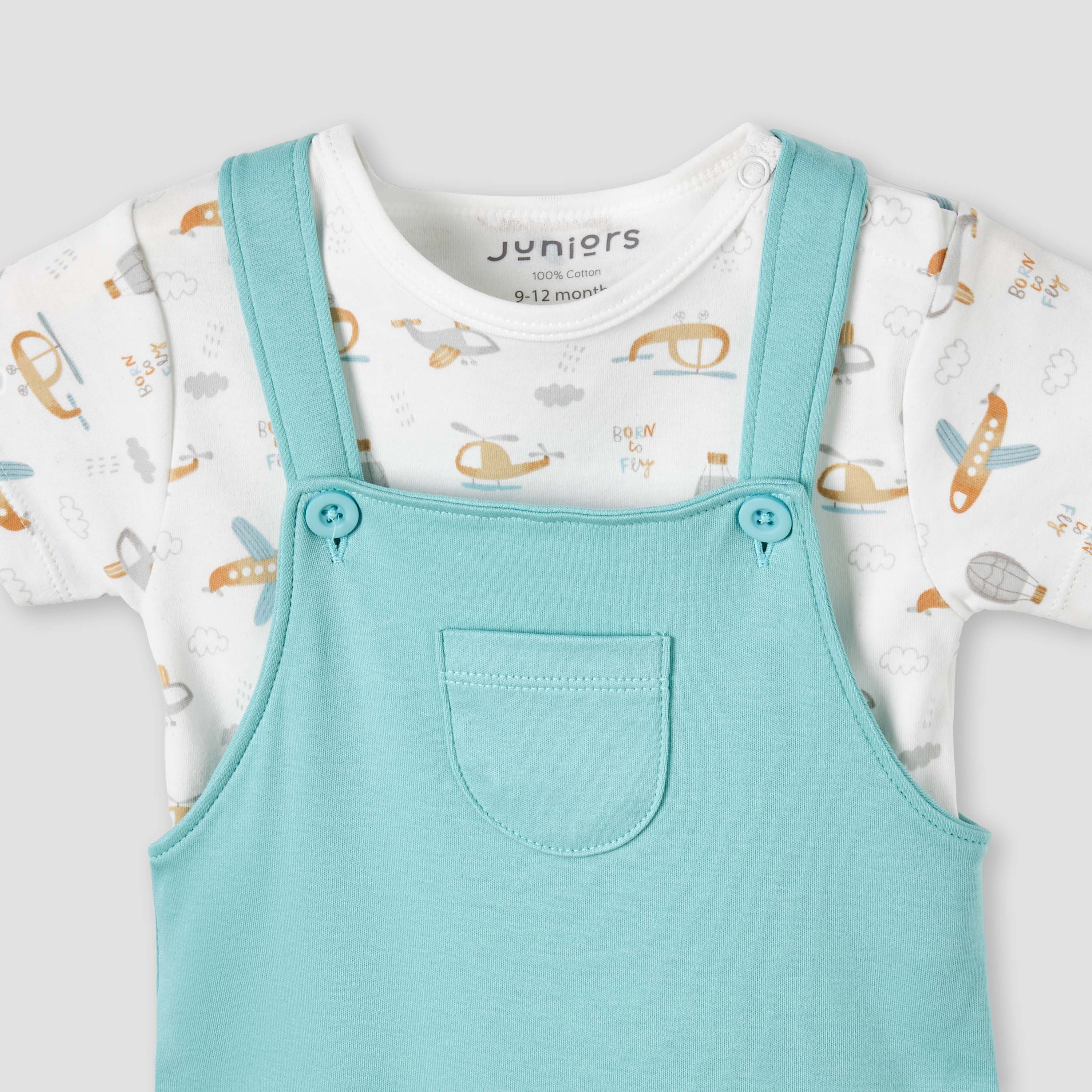 Juniors Crew Neck Short Sleeves Dungaree with Pocket-baby-boys-clothing-rompers-image-5