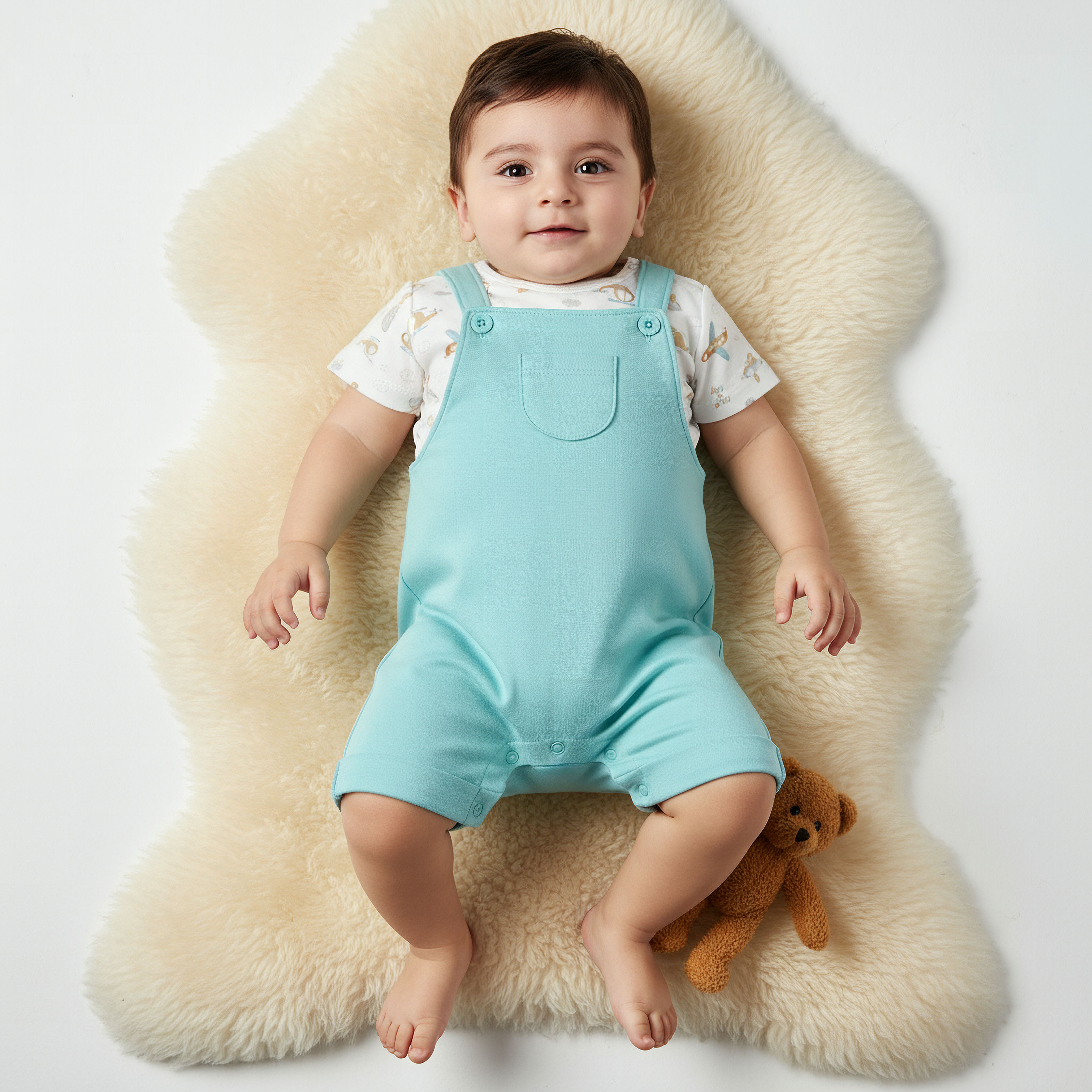 Juniors Crew Neck Short Sleeves Dungaree with Pocket-baby-boys-clothing-rompers-image-1