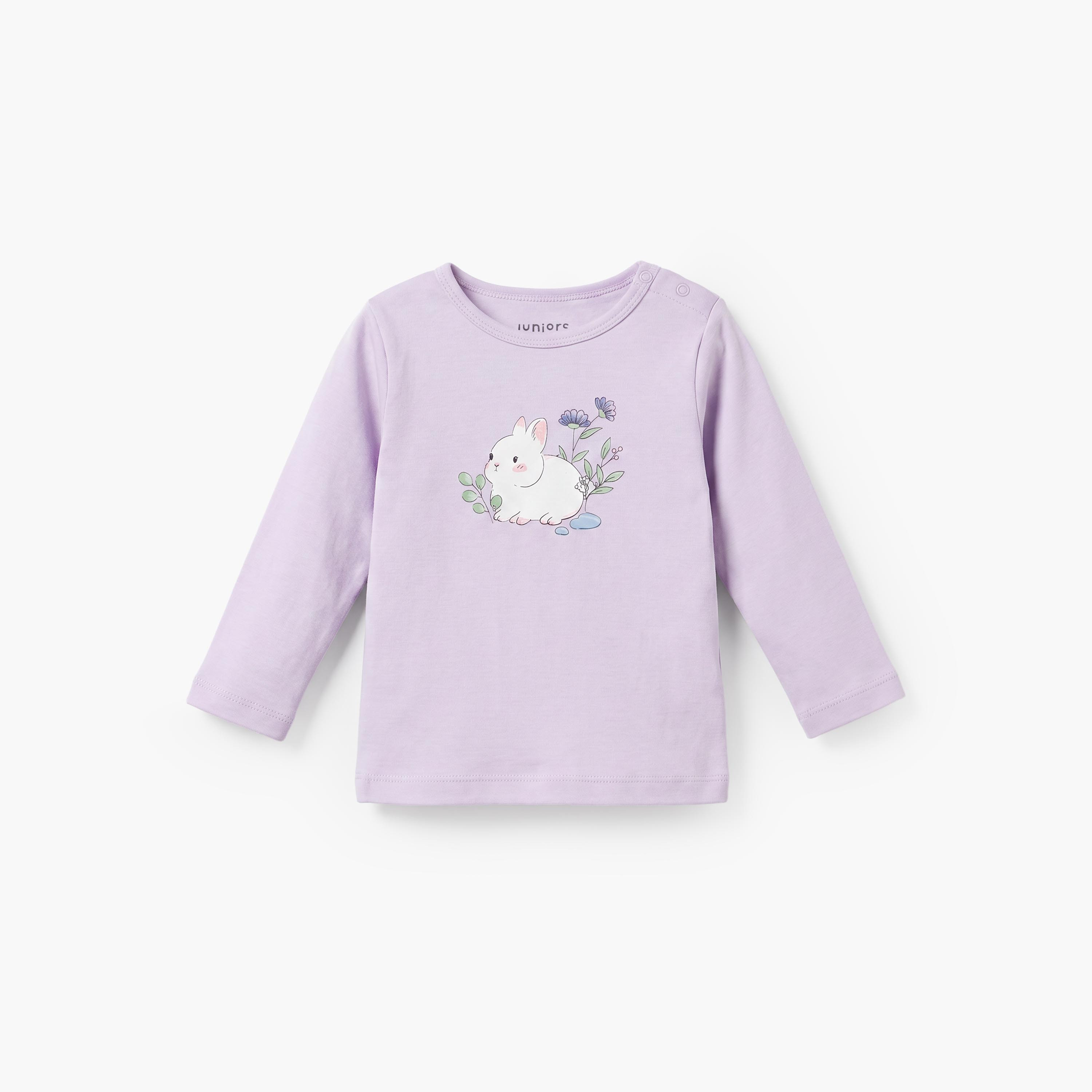 بيجاما قطن بياقة ضيقة وأكمام طويلة وطبعات طقمين من جونيورز-baby-girls-clothing-nightwear-pyjamasets-image-2