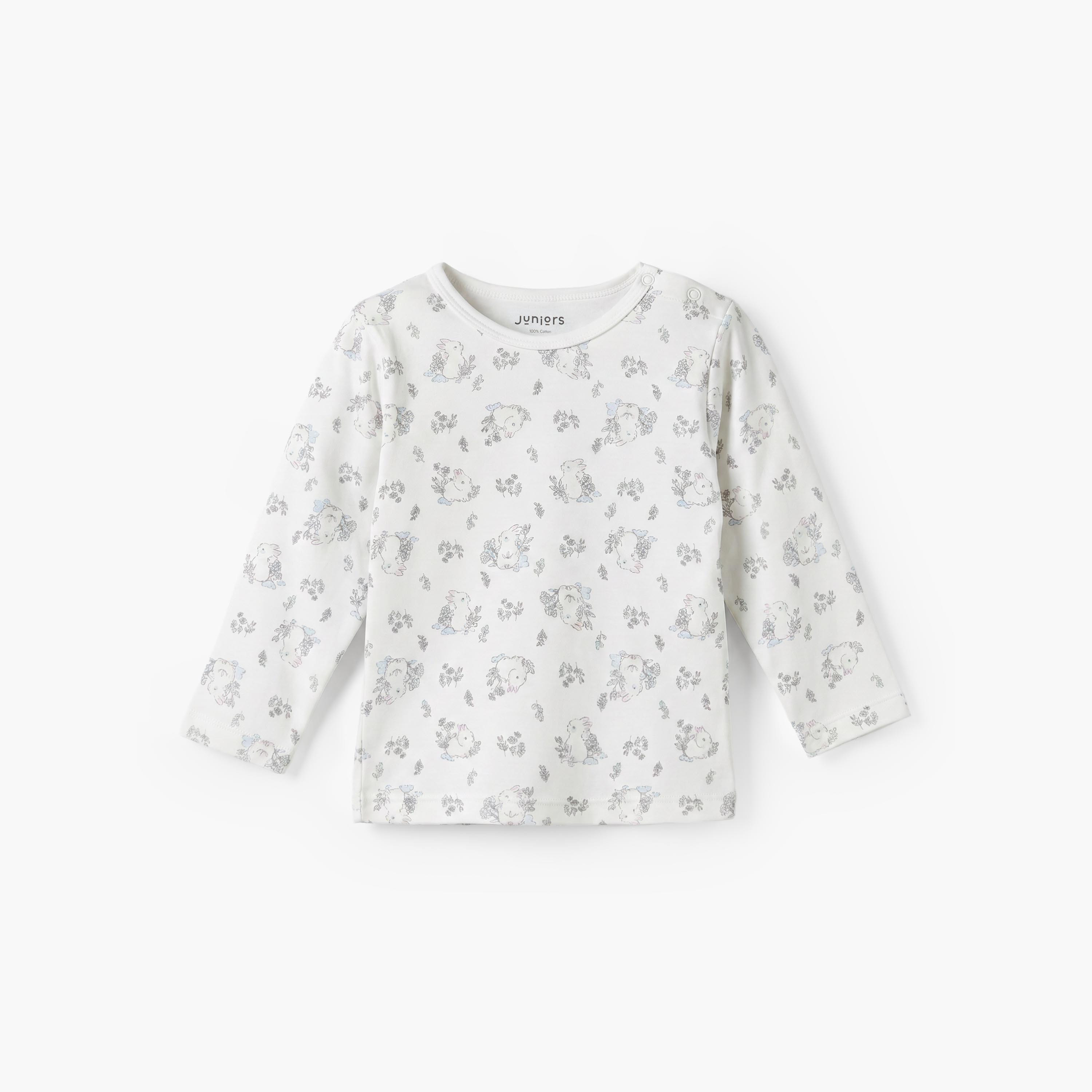 بيجاما قطن بياقة ضيقة وأكمام طويلة وطبعات طقمين من جونيورز-baby-girls-clothing-nightwear-pyjamasets-image-5