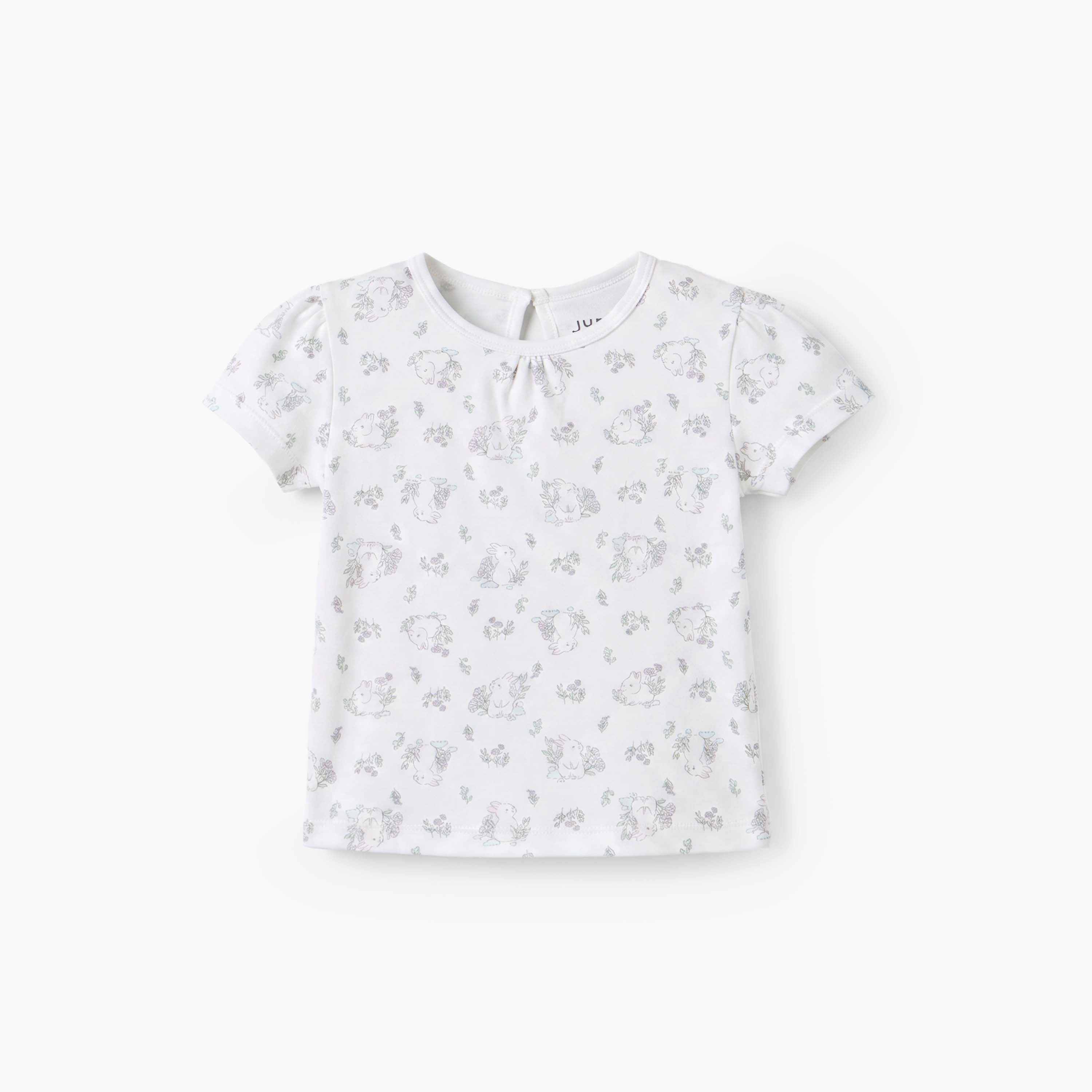 طقم دنغري بطبعات أرنب وبلوزة بياقة مستديرة وأكمام قصيرة من جونيورز-baby-girls-clothing-setsandcoords-image-4