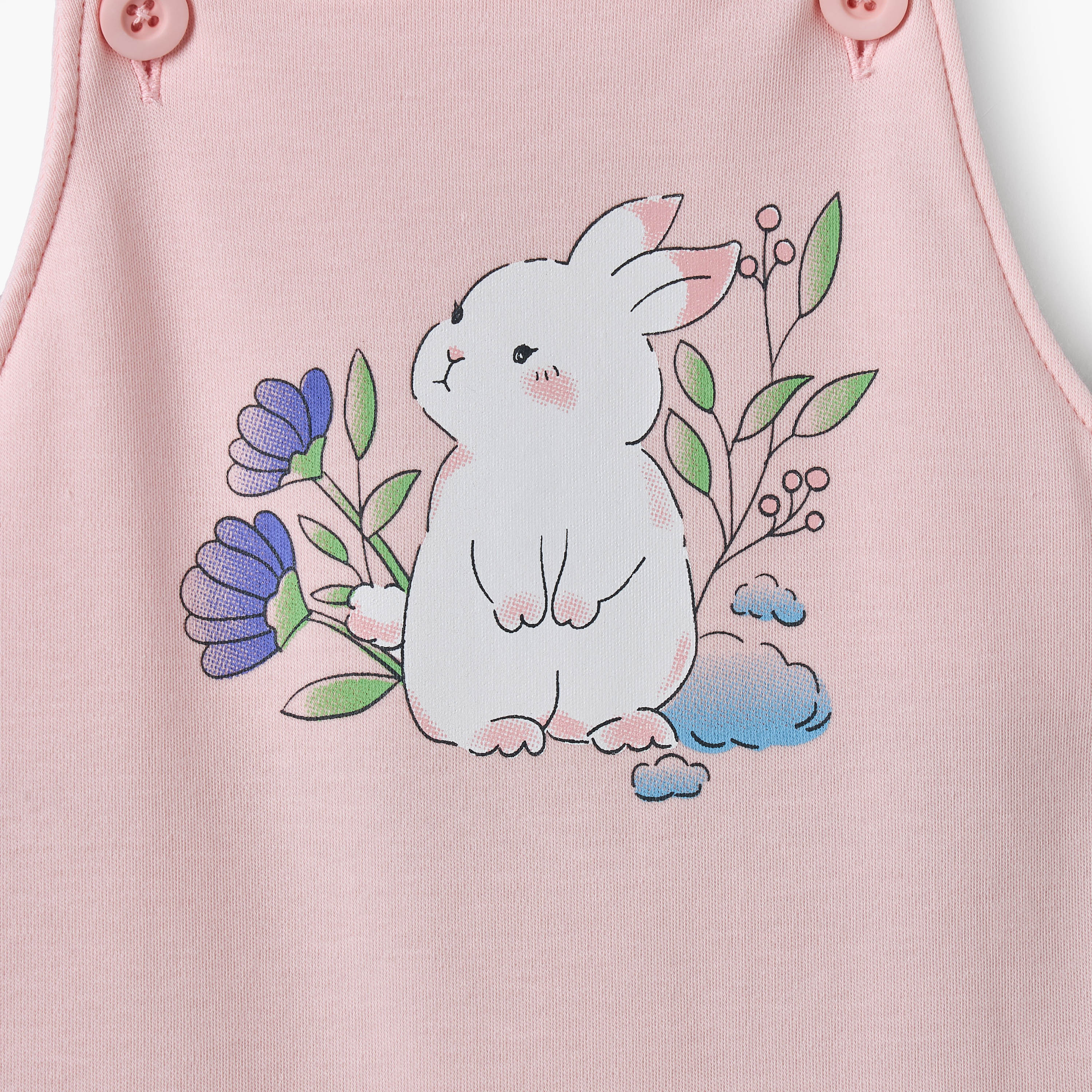 طقم دنغري بطبعات أرنب وبلوزة بياقة مستديرة وأكمام قصيرة من جونيورز-baby-girls-clothing-setsandcoords-image-5