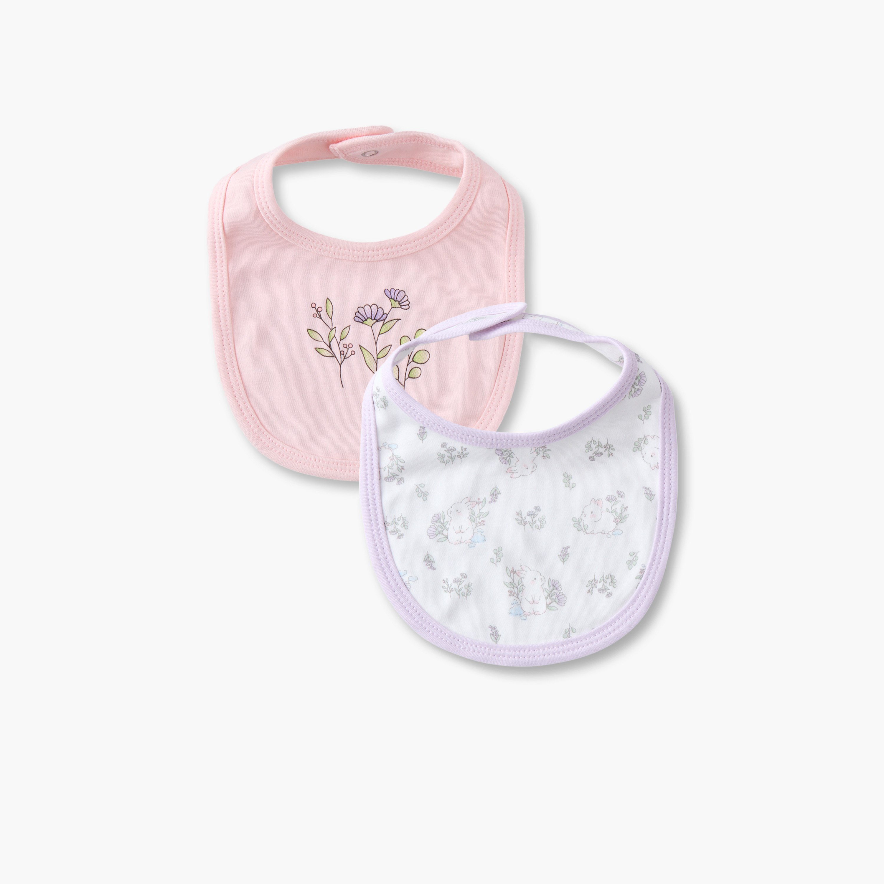 طقم مريلة أطفال بزر إغلاق من جونيورز - عبوة من قطعتين-baby-feeding-bibs-image-1