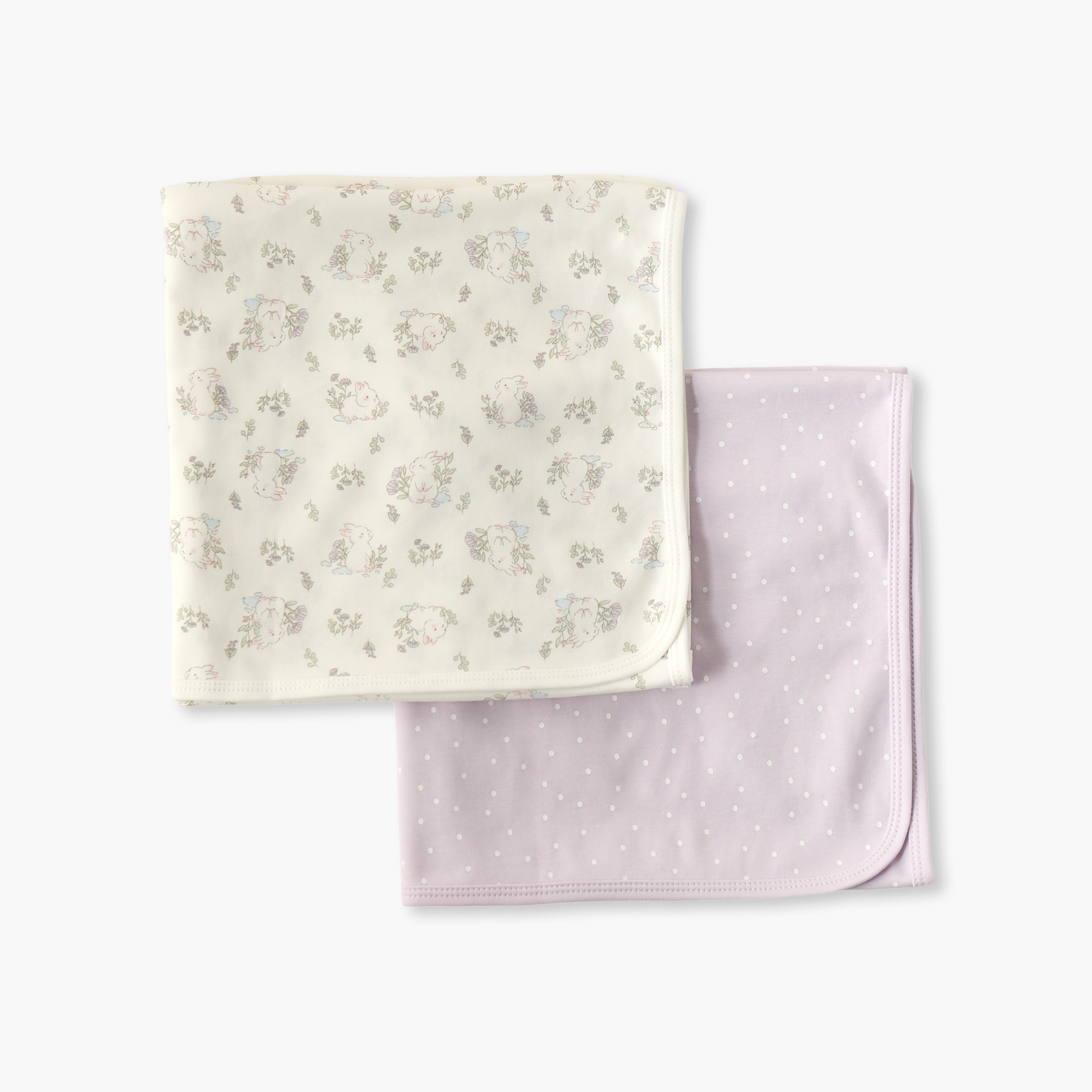 بطانية قطن لحديثي الولادة بطبعات من جونيورز - طقم من قطعتين-baby-nursery-blanketsandswaddles-receivingblankets-image-3