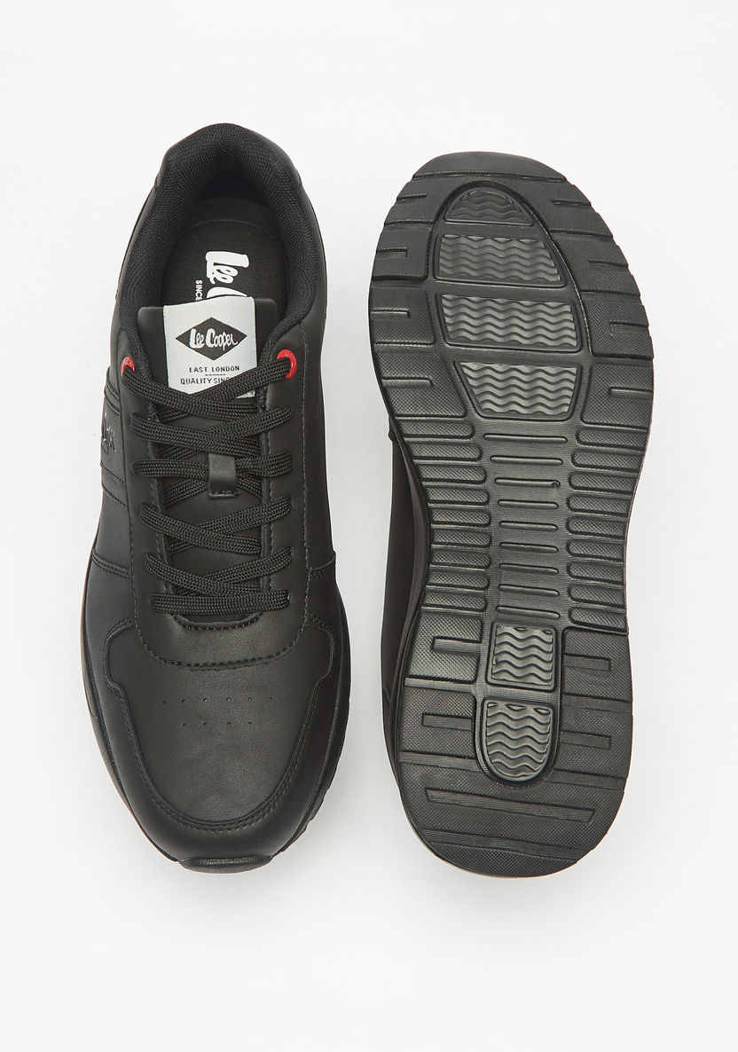 Lee Cooper Men's Monotone Sneakers with Lace-Up Closure-Men%27s Sneakers-image-4