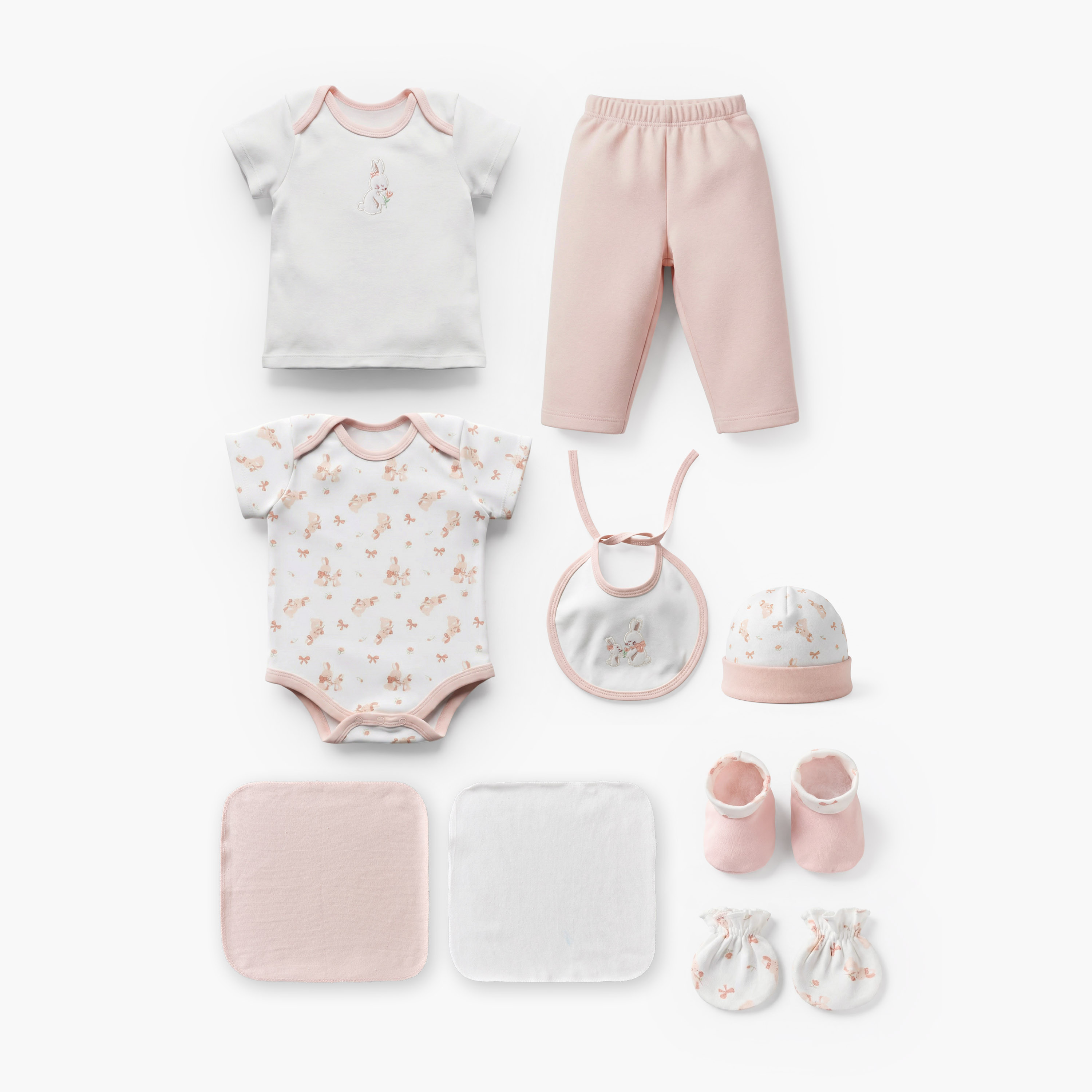 Set of 9 Juniors Clothing Gift Set with Bunny Print-baby-girls-clothing-setsandcoords-image-2