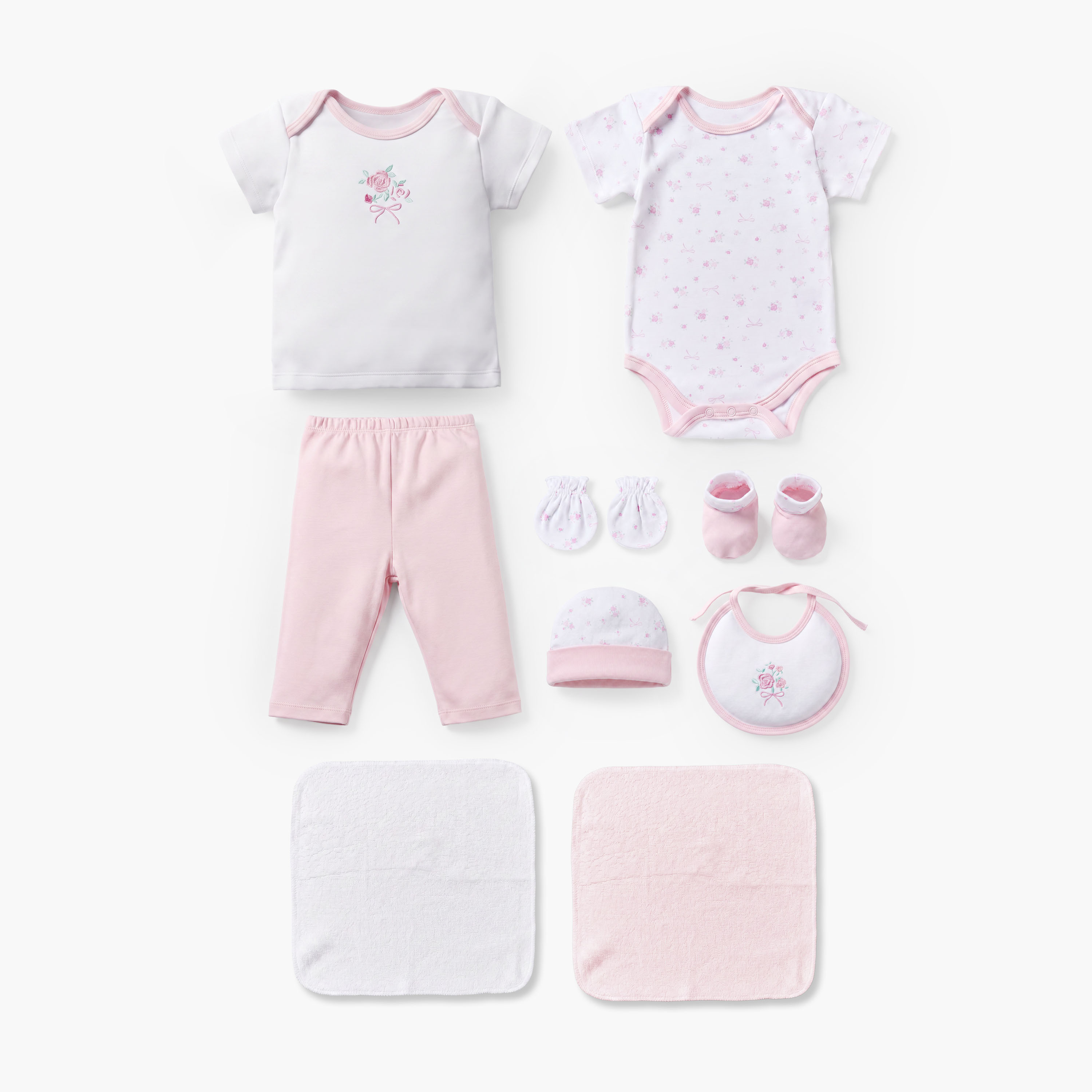 Set of 9 Juniors Clothing Gift Set with Floral Print-baby-girls-clothing-setsandcoords-image-2