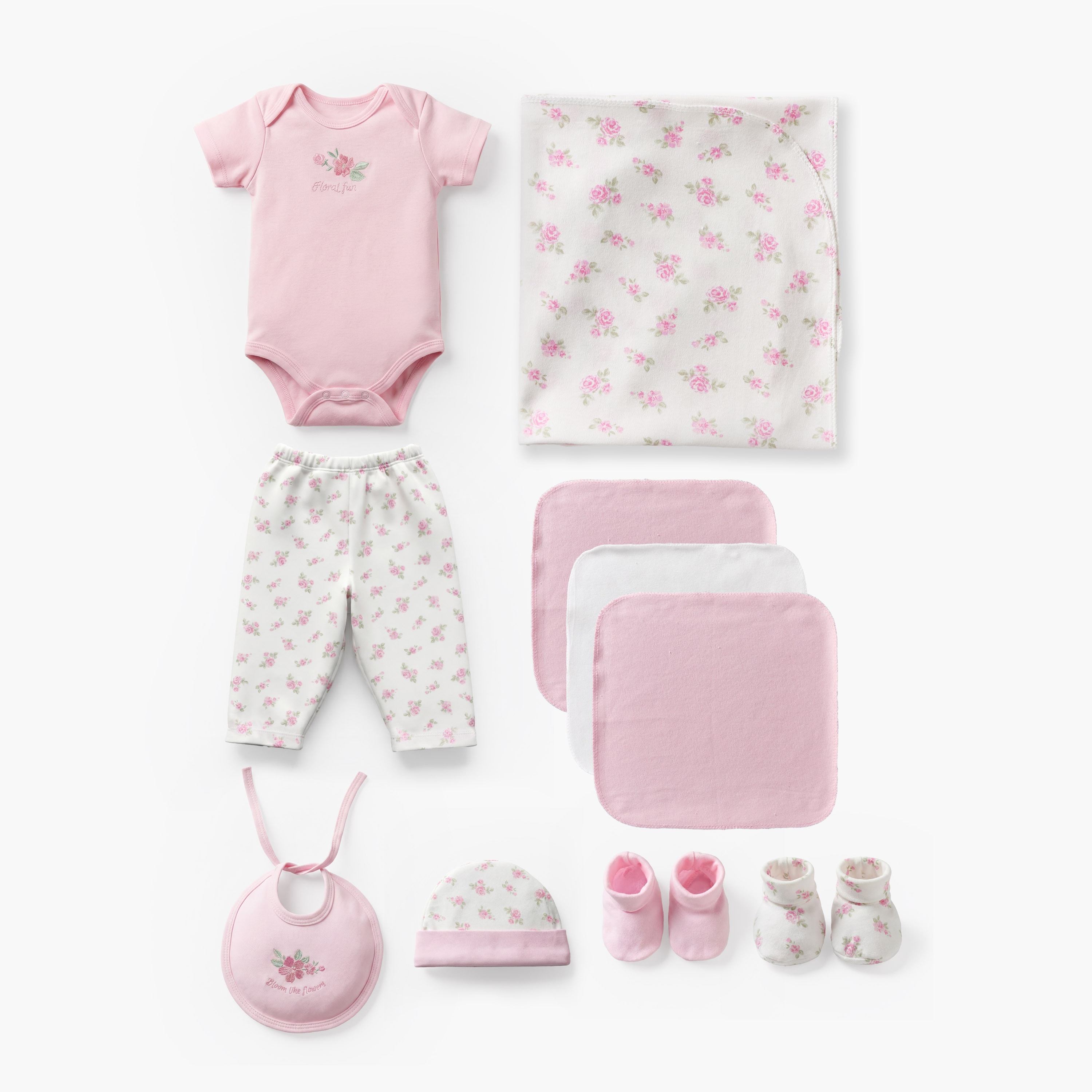 Set of 11 Juniors Clothing Gift Set with Floral Print-baby-girls-clothing-setsandcoords-image-2