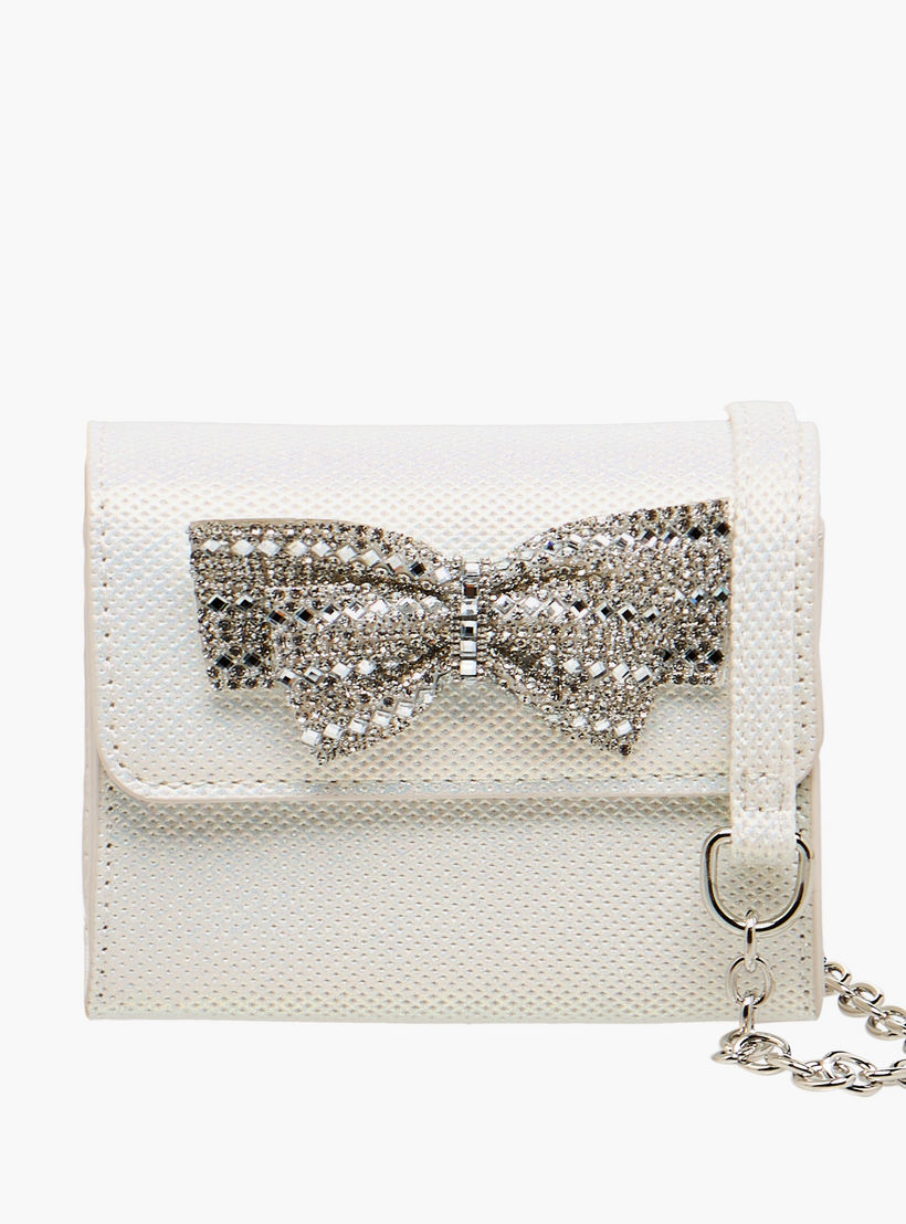 شنطة كروس بودي مزينة بفيونكة مع حزام سلسلة من فلورا بيلا-girls-accessories-bags-image-1