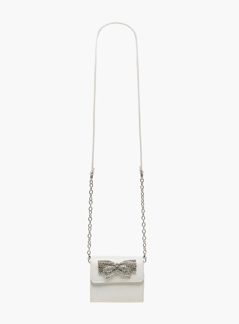 شنطة كروس بودي مزينة بفيونكة مع حزام سلسلة من فلورا بيلا-girls-accessories-bags-image-3