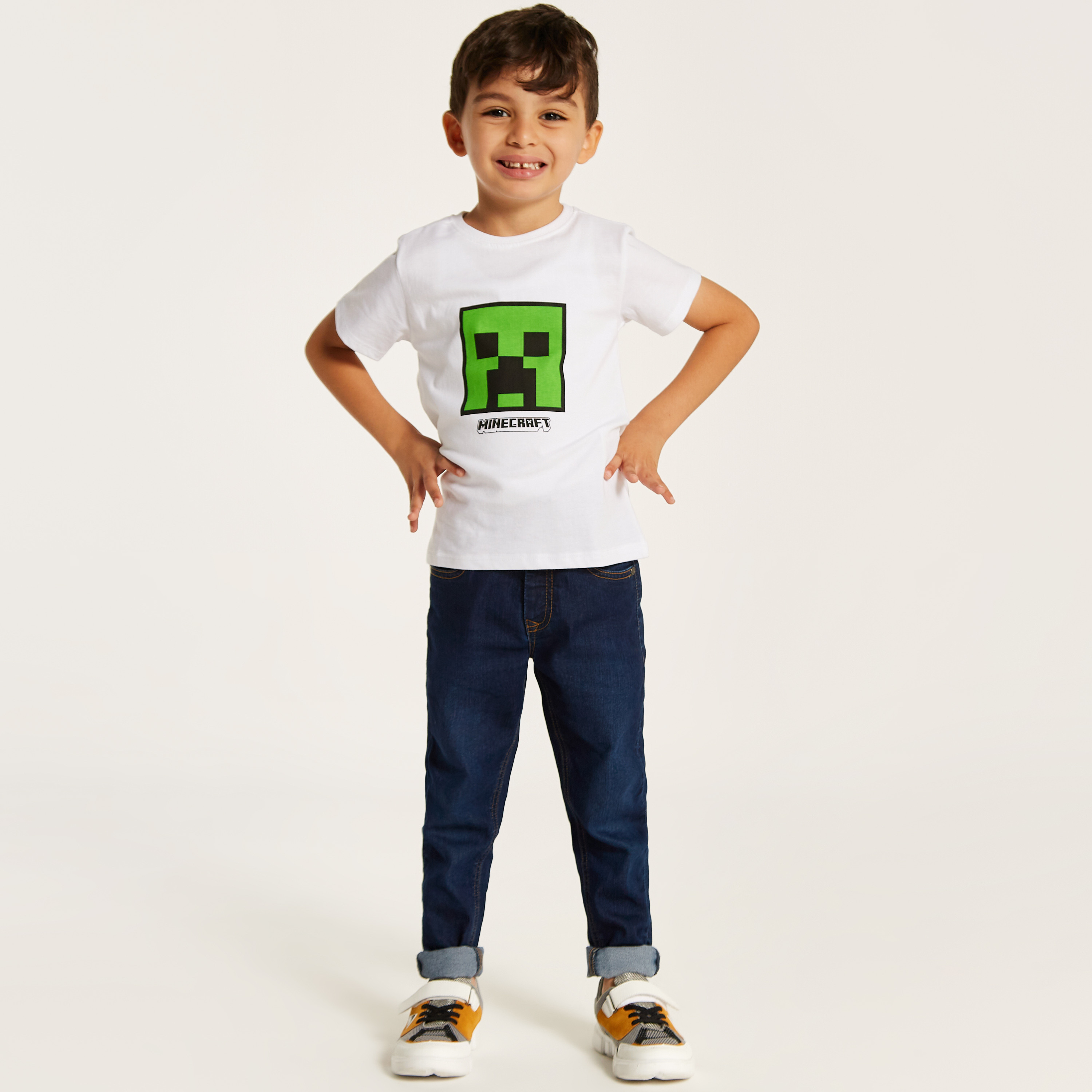Juniors Minecraft Print T-shirt with Crew Neck and Short Sleeves-boys-clothing-tshirtsandpolos-image-1