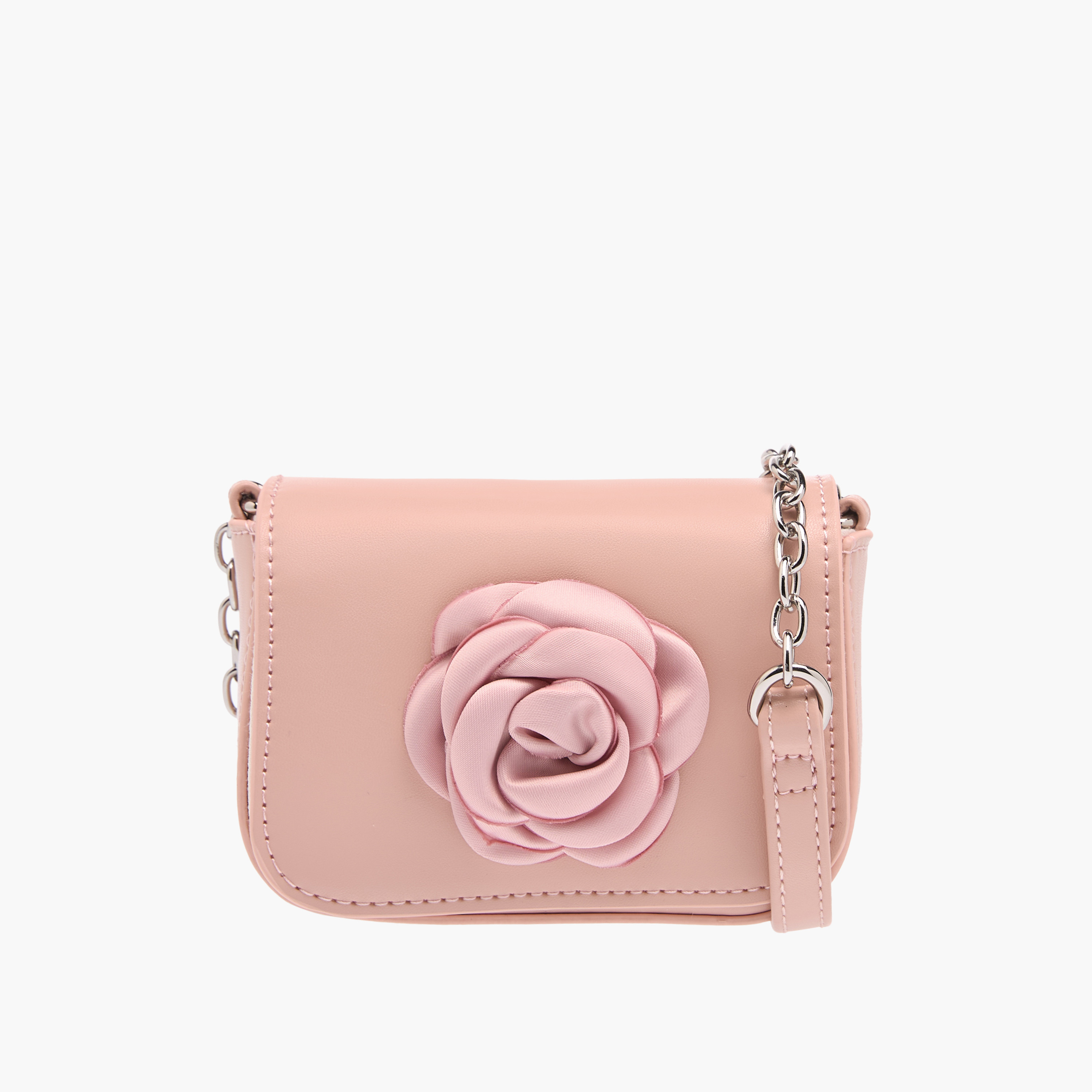 شنطة كروس بودي بحزام سلسلة وطية إغلاق وزينة وردة من فلورا بيلا-girls-accessories-bags-image-1