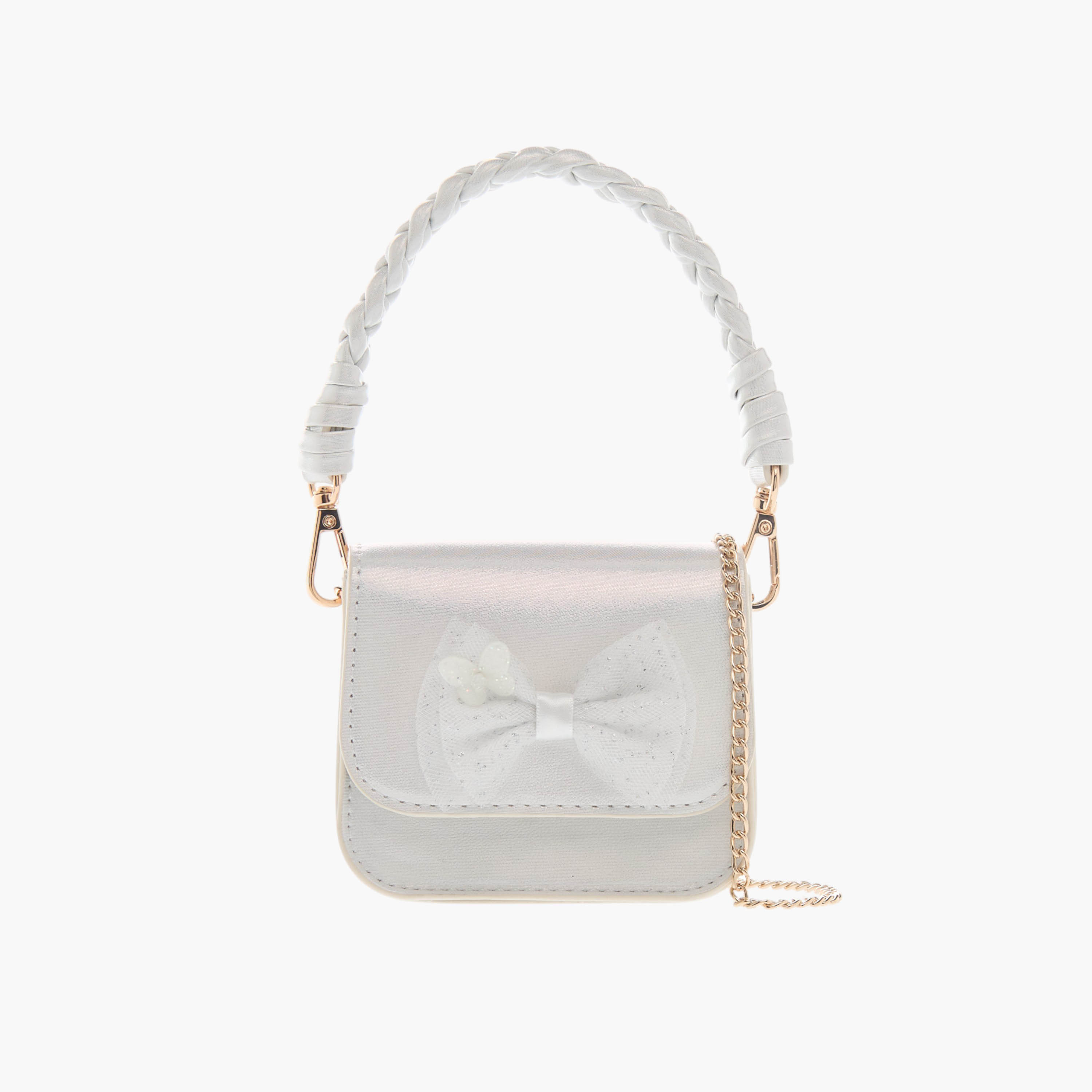 Flora Bella Bow Embellished Crossbody Bag with Chain Strap and Button Closure-girls-accessories-bags-image-1