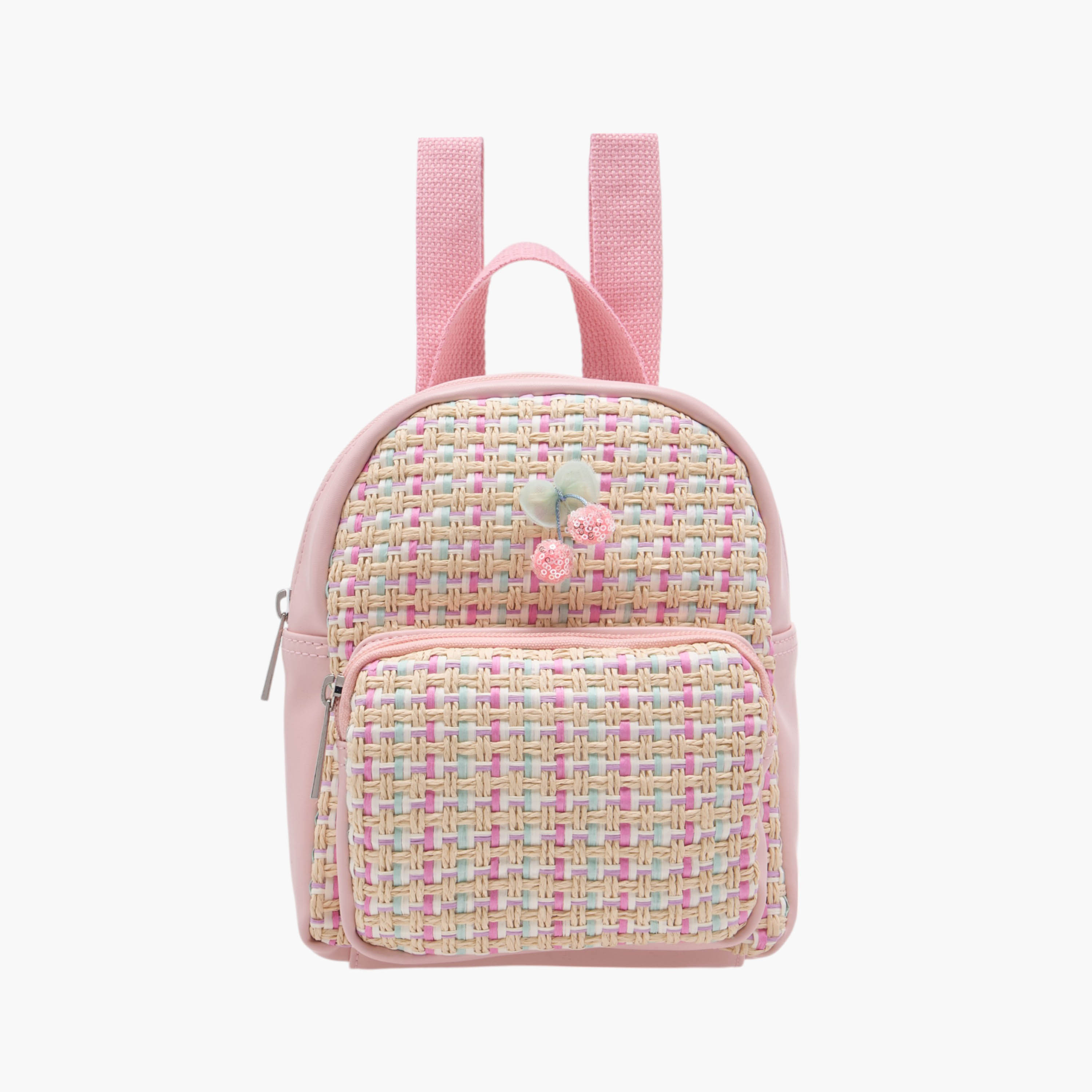 Flora Bella Textured Backpack with Adjustable Straps and Zip Closure - 8x17x21 cm-school-bagsandbackpacks-backpacks-image-1