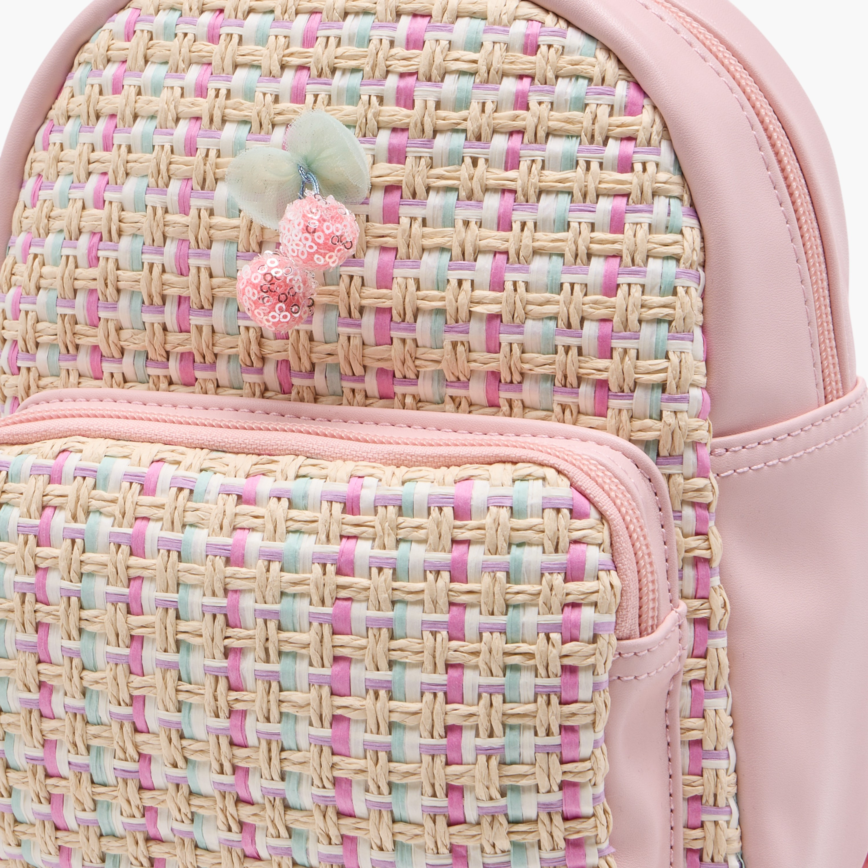 Flora Bella Textured Backpack with Adjustable Straps and Zip Closure - 8x17x21 cm-school-bagsandbackpacks-backpacks-image-4
