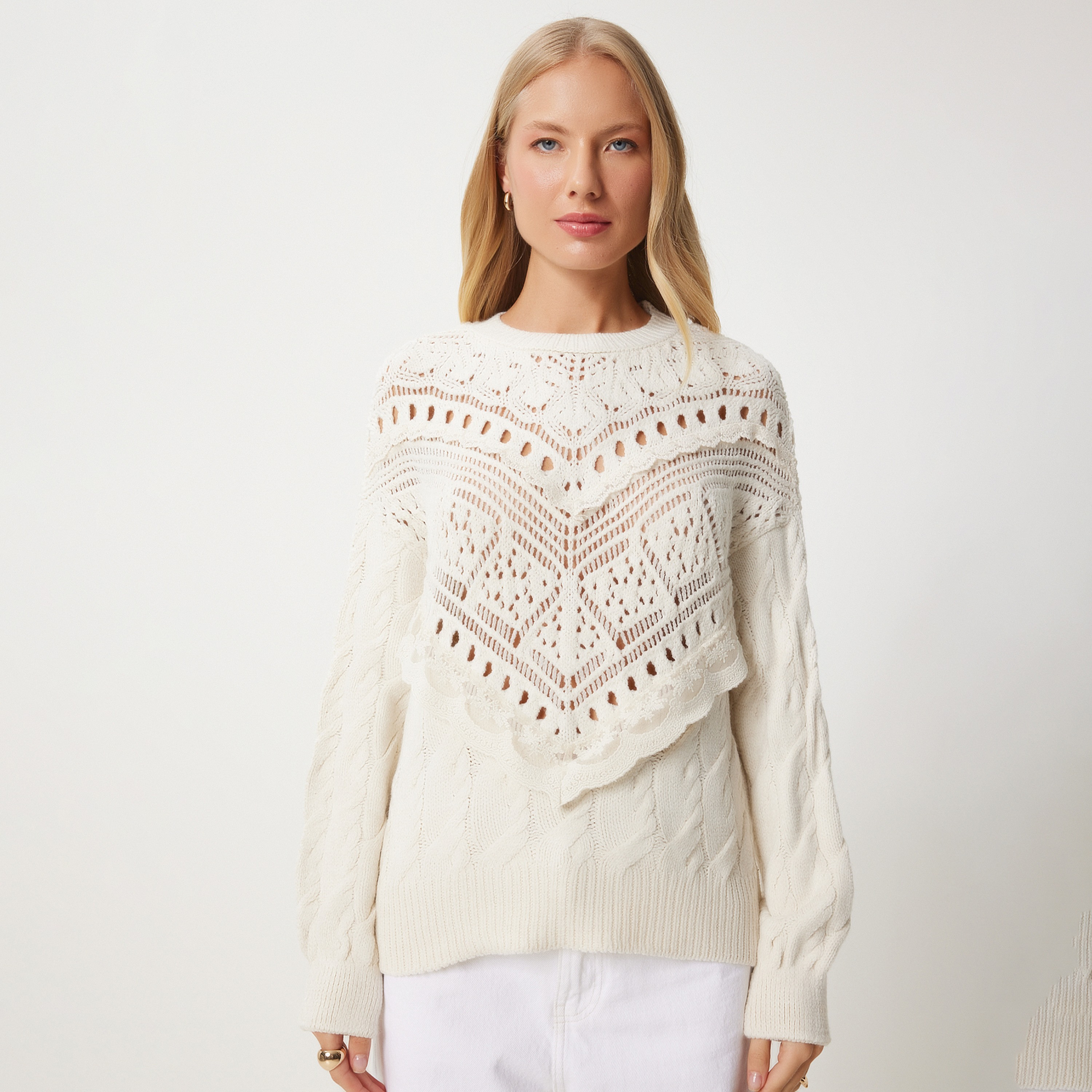 سترة نسائية محبوكة من سعادة إسطنبول كابل كريمية-women-clothing-cardigansandjumpers-jumpers-image-1