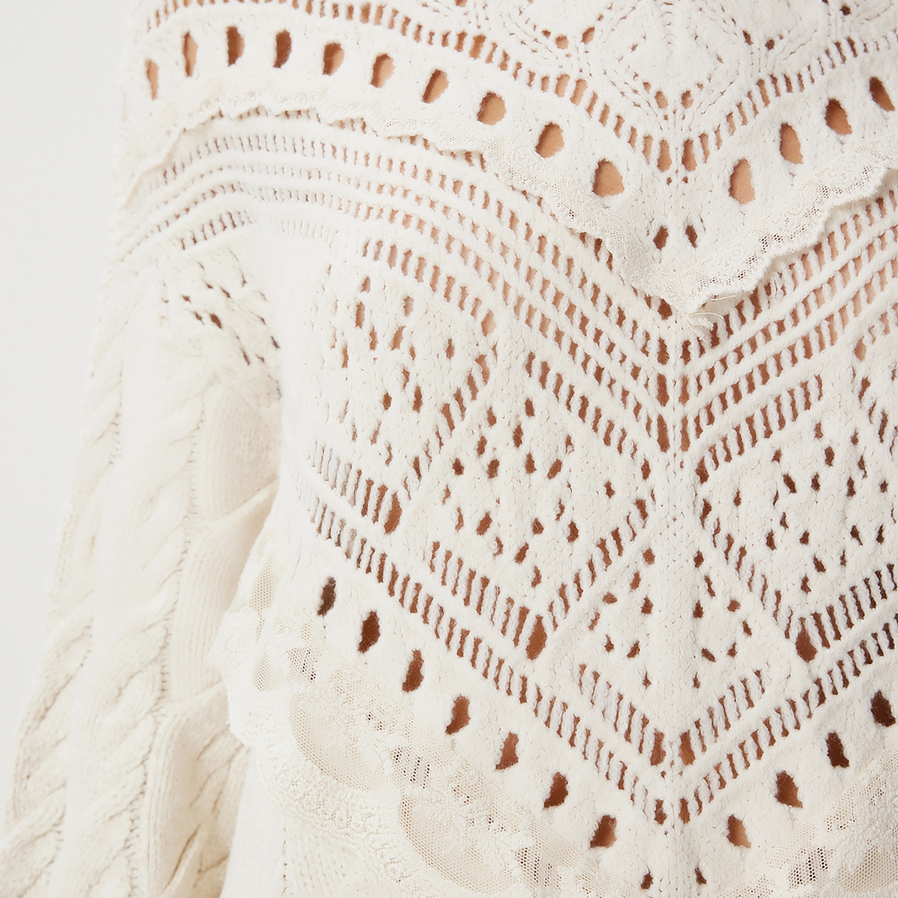 Happiness Istanbul Cable Knitted Cream Women's Sweater-women-clothing-cardigansandjumpers-jumpers-image-4