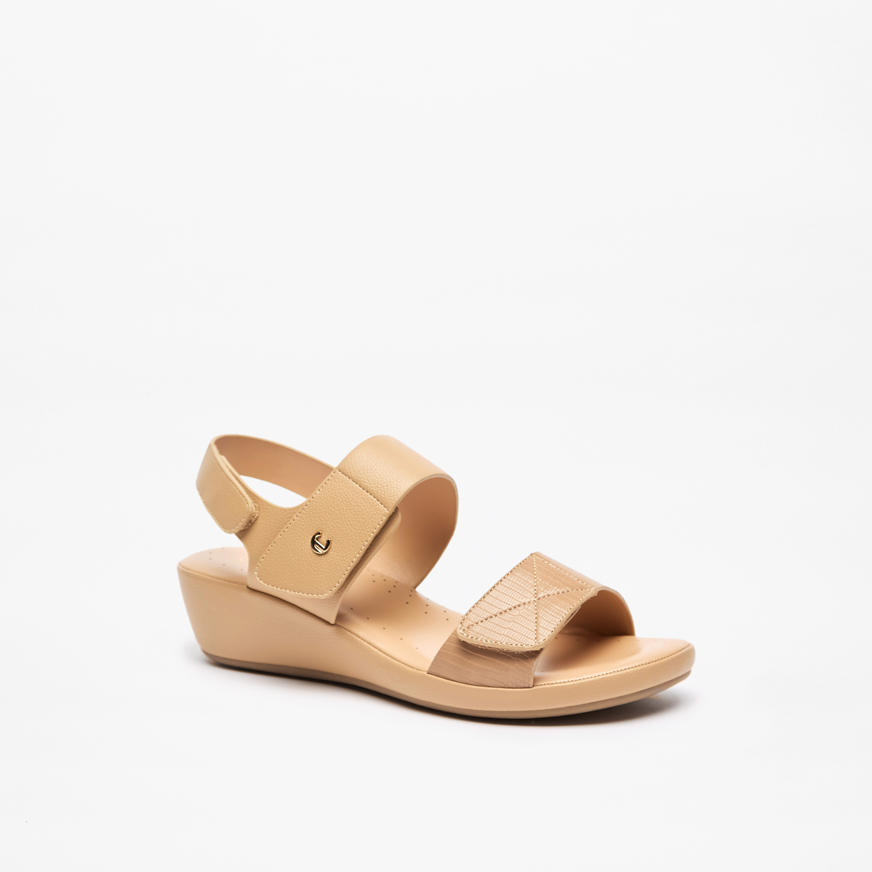 Le Confort Textured Slip-On Comfort Sandals with Hook and Loop Closure-women-shoes-sandals-heeled-image-7