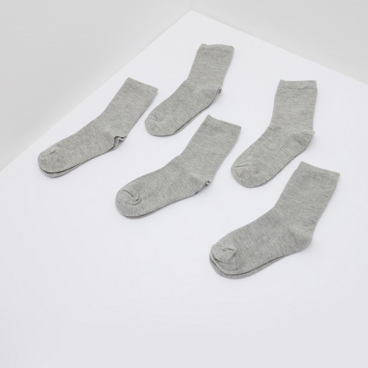 Solid Calf Length Socks - Set of 5