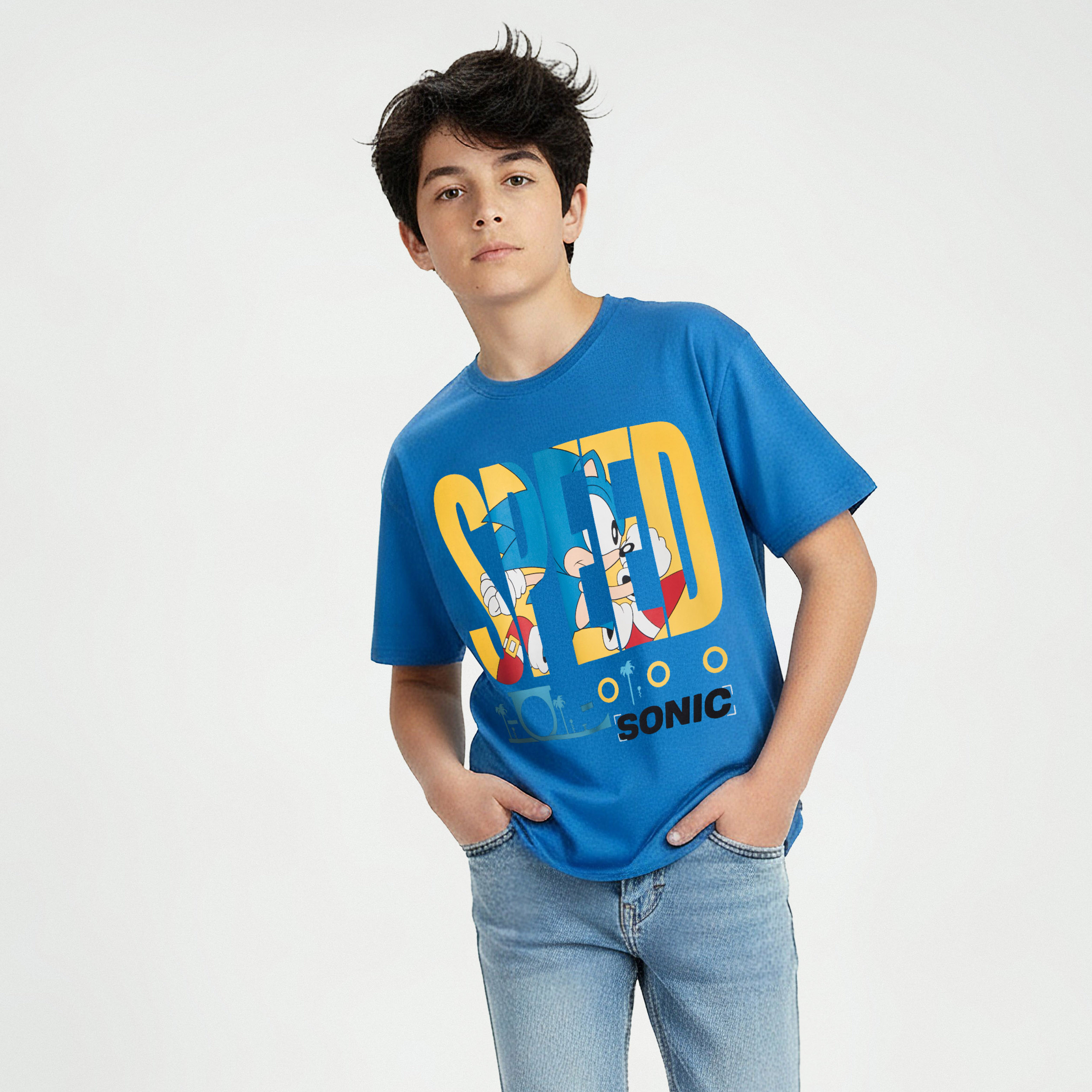 Crew Neck Short Sleeves T-shirt with Sonic the Hedgehog Print-boys-clothing-tshirtsandpolos-image-1