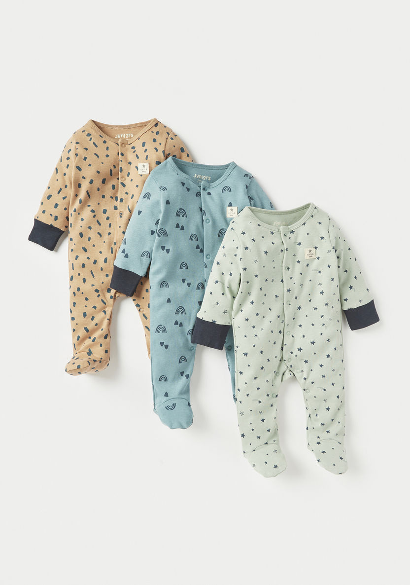 Juniors All-Over Print Sleepsuit with Long Sleeves - Set of 3-Sleepsuits-image-0