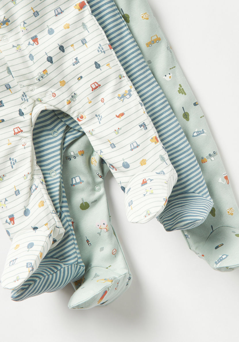 Juniors Printed Closed-Feet Sleepsuit - Set of 3-Sleepsuits-image-5