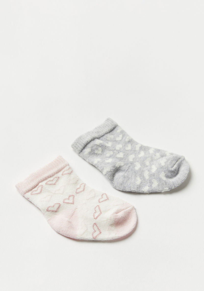 Juniors Heart Print Ankle Length Socks - Set of 2-Socks-image-0