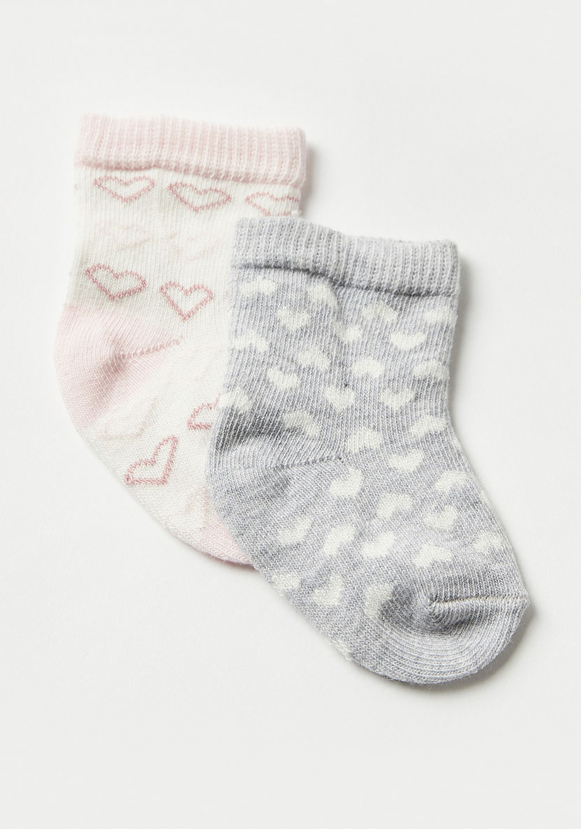 Juniors Heart Print Ankle Length Socks - Set of 2-Socks-image-1