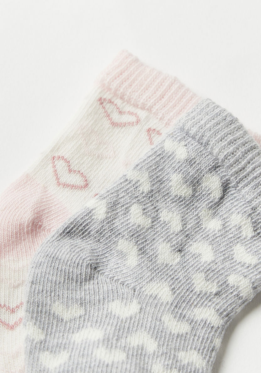 Juniors Heart Print Ankle Length Socks - Set of 2-Socks-image-2