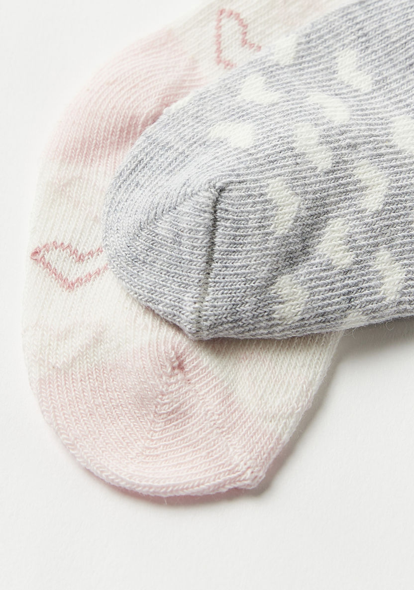 Juniors Heart Print Ankle Length Socks - Set of 2-Socks-image-3