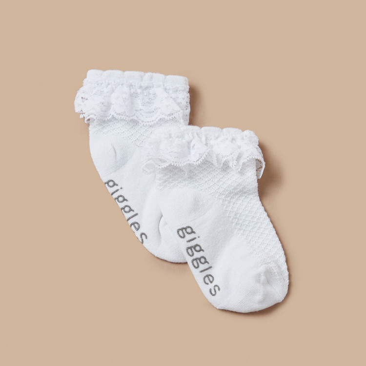 Giggles Embroidered Frill Detail Socks